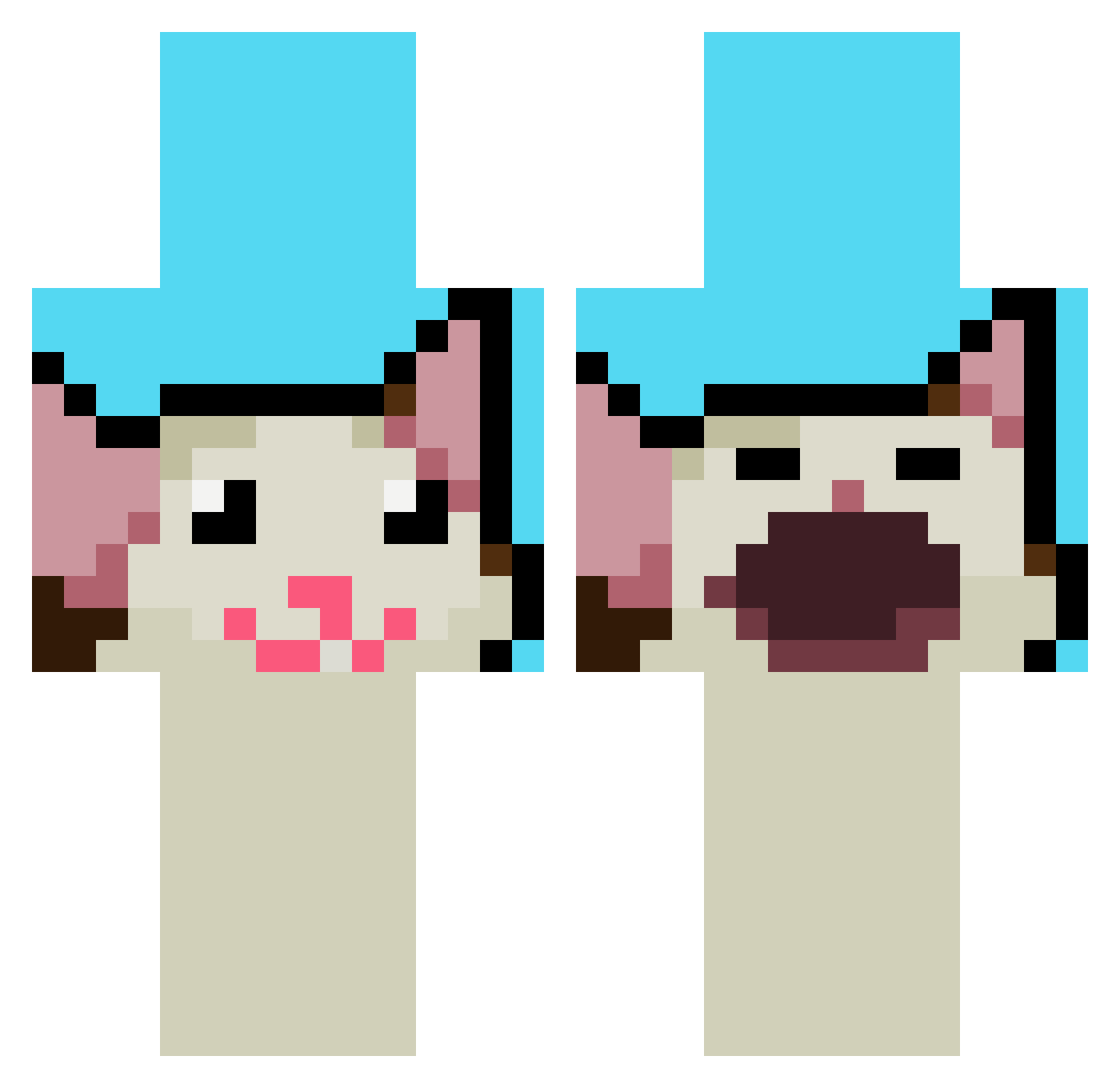 Nezroll Minecraft skin, front and back view
