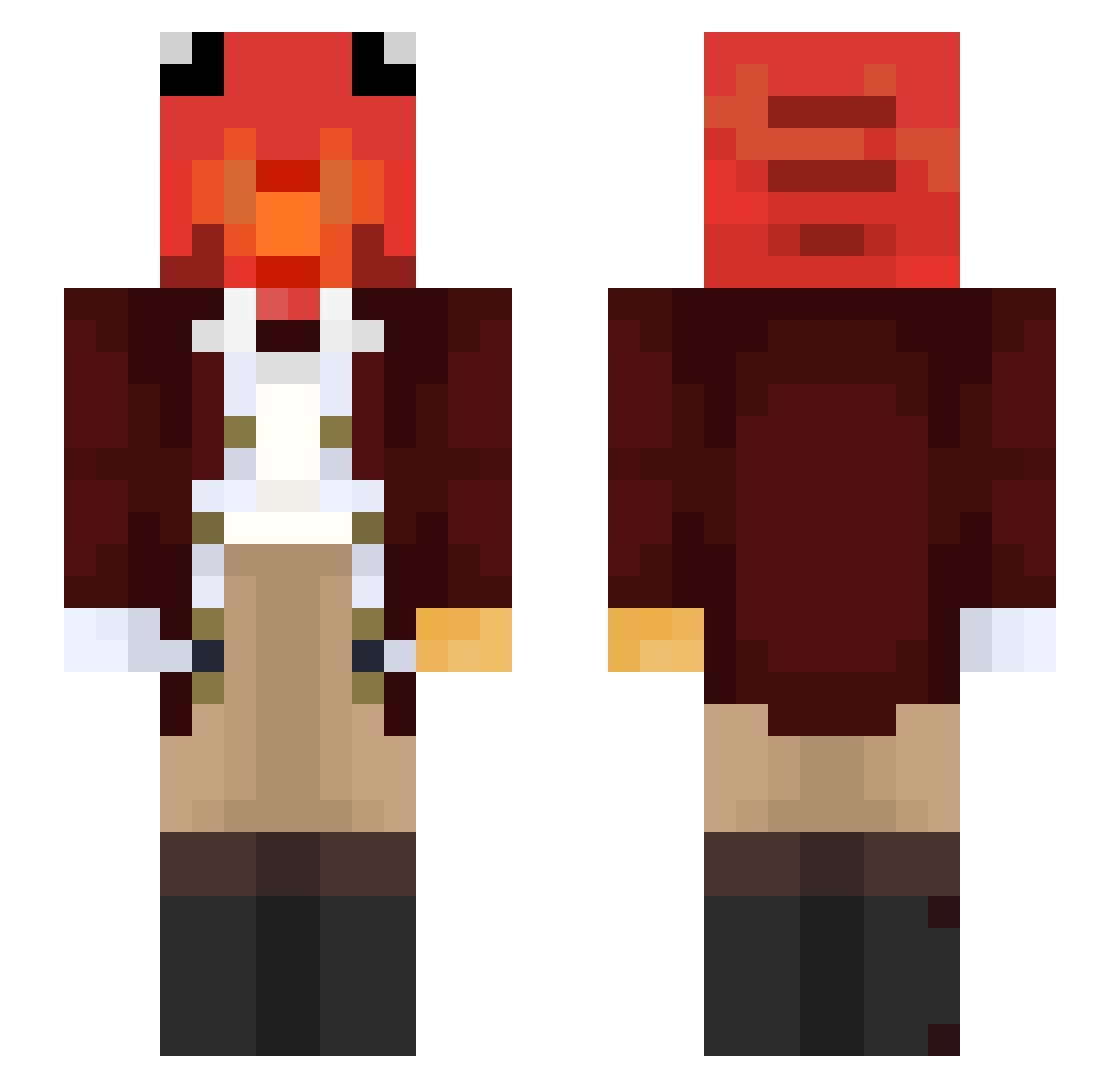 Asscheakss Minecraft skin, front and back view