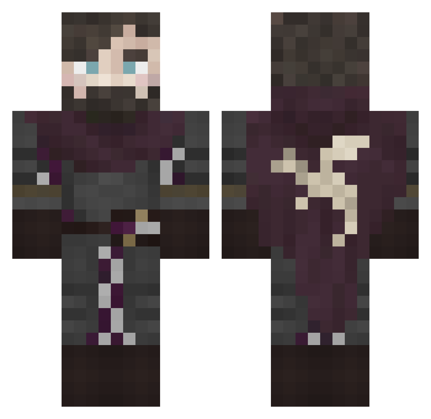 RbI6A Minecraft skin, front and back view