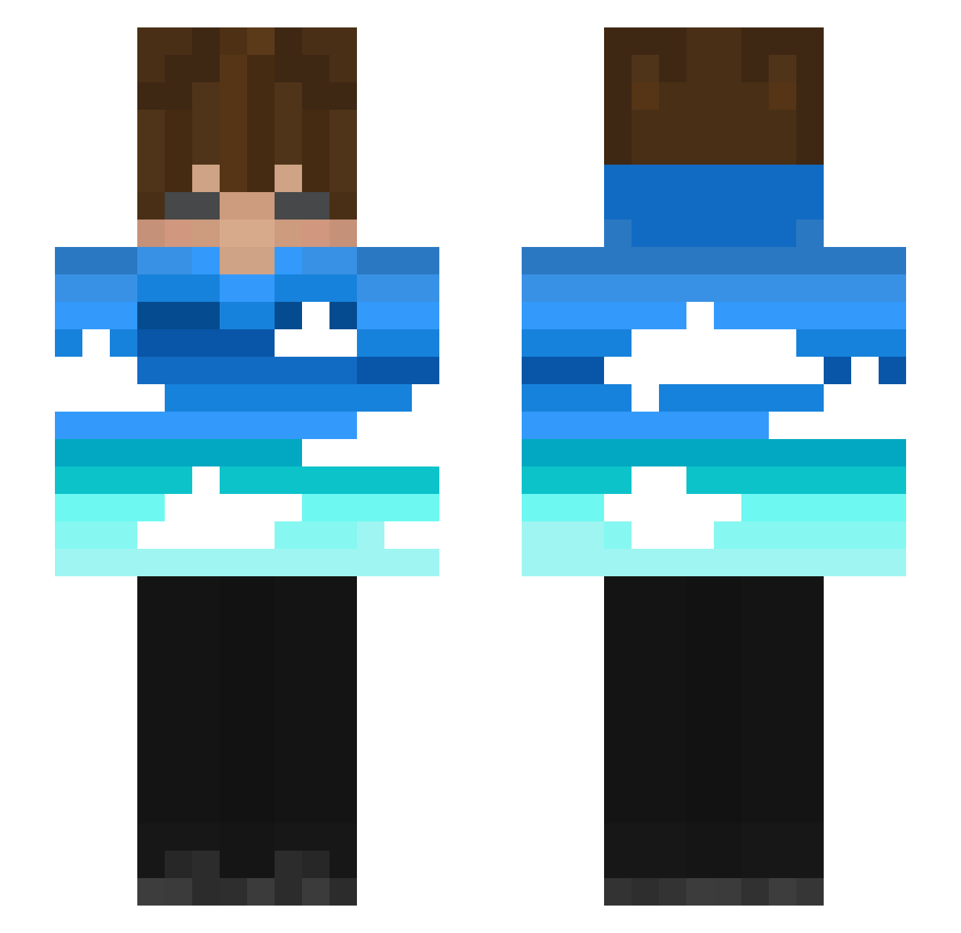 UrbanizedPiano Minecraft skin, front and back view