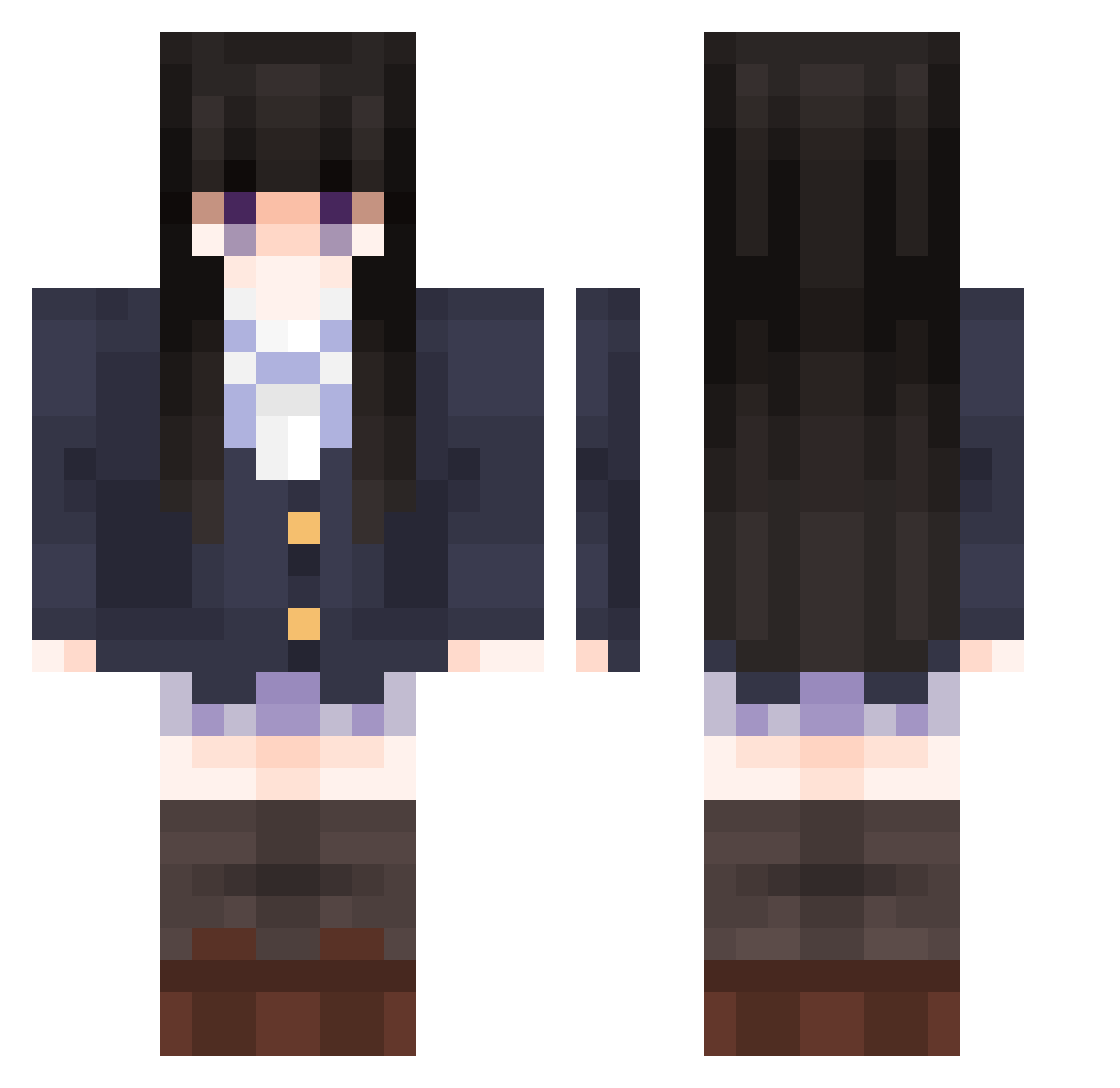 KUROJIN_UNIVERSE Minecraft skin, front and back view