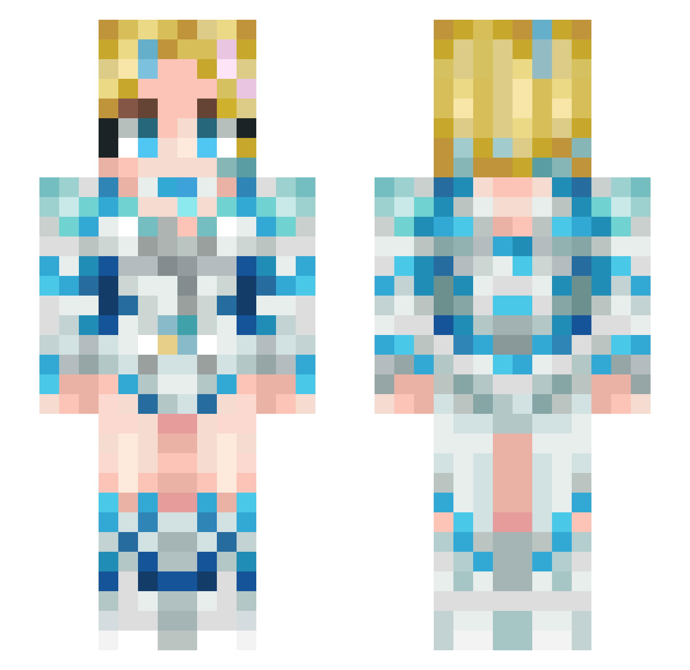Qperks Minecraft skin, front and back view