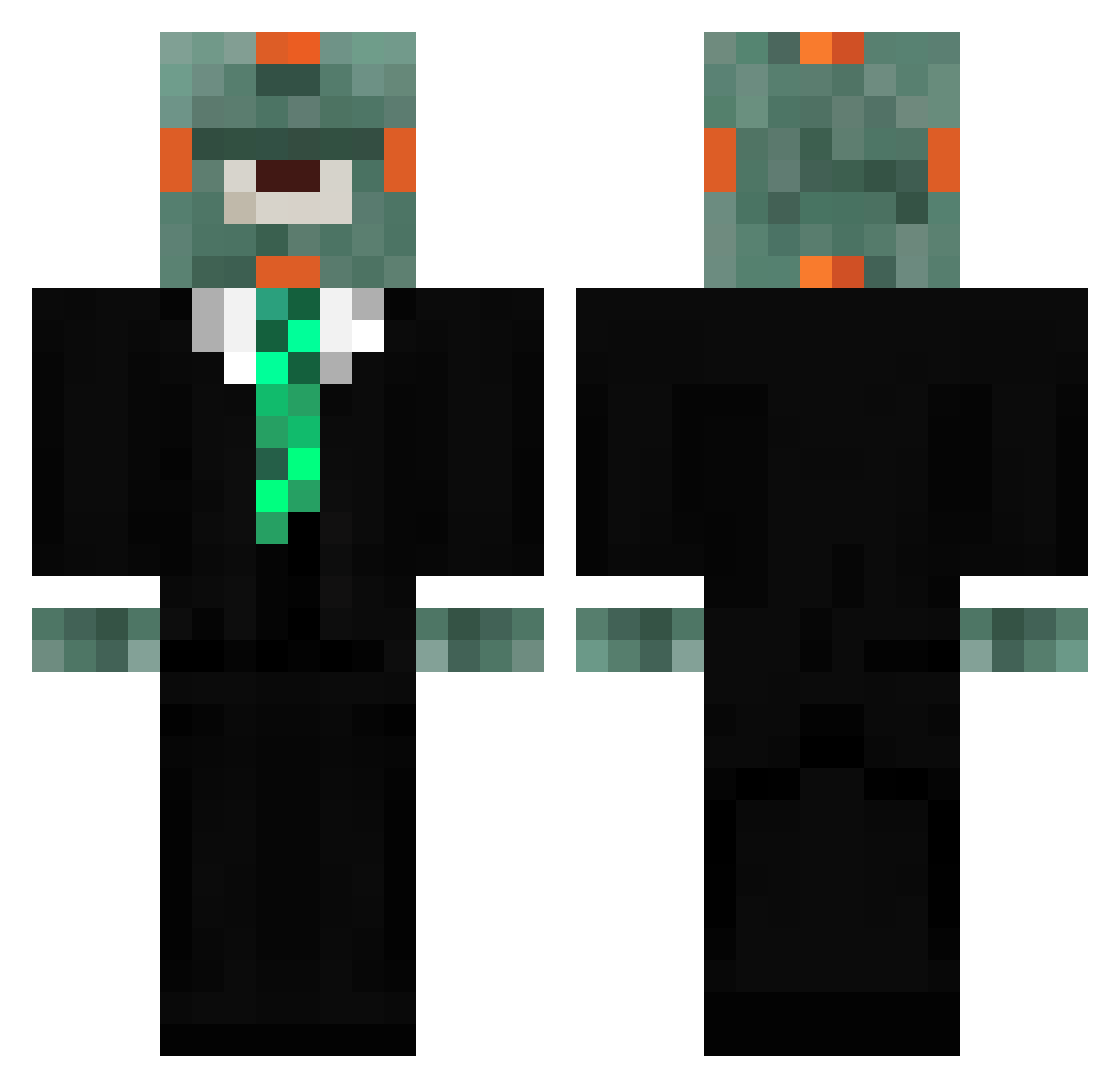 shbooders Minecraft skin, front and back view
