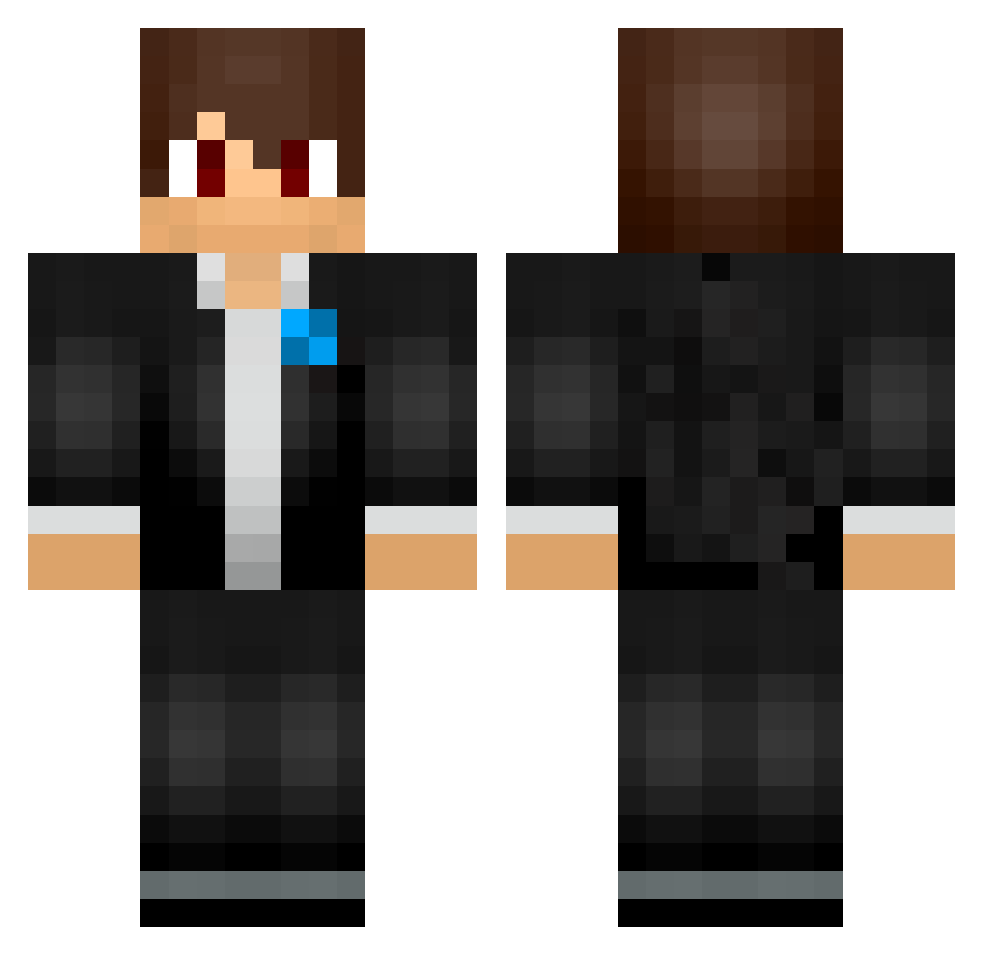 clumped Minecraft skin, front and back view