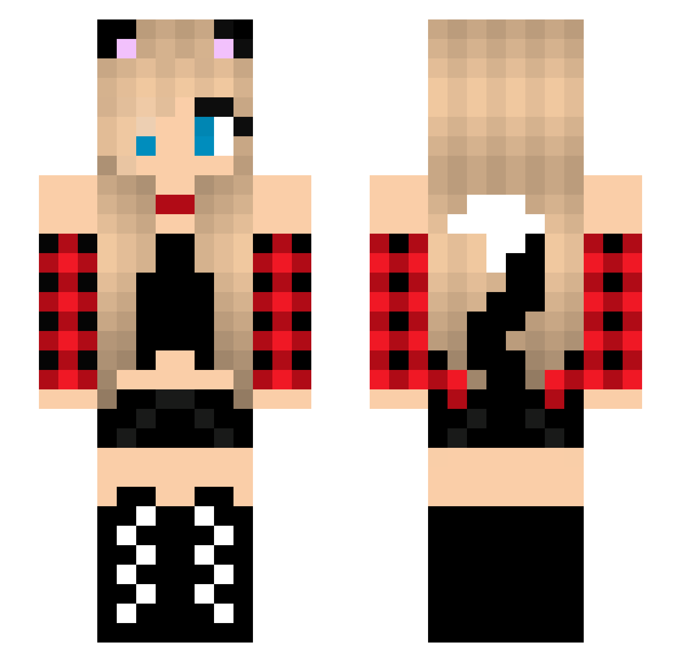 JuISe Minecraft skin, front and back view