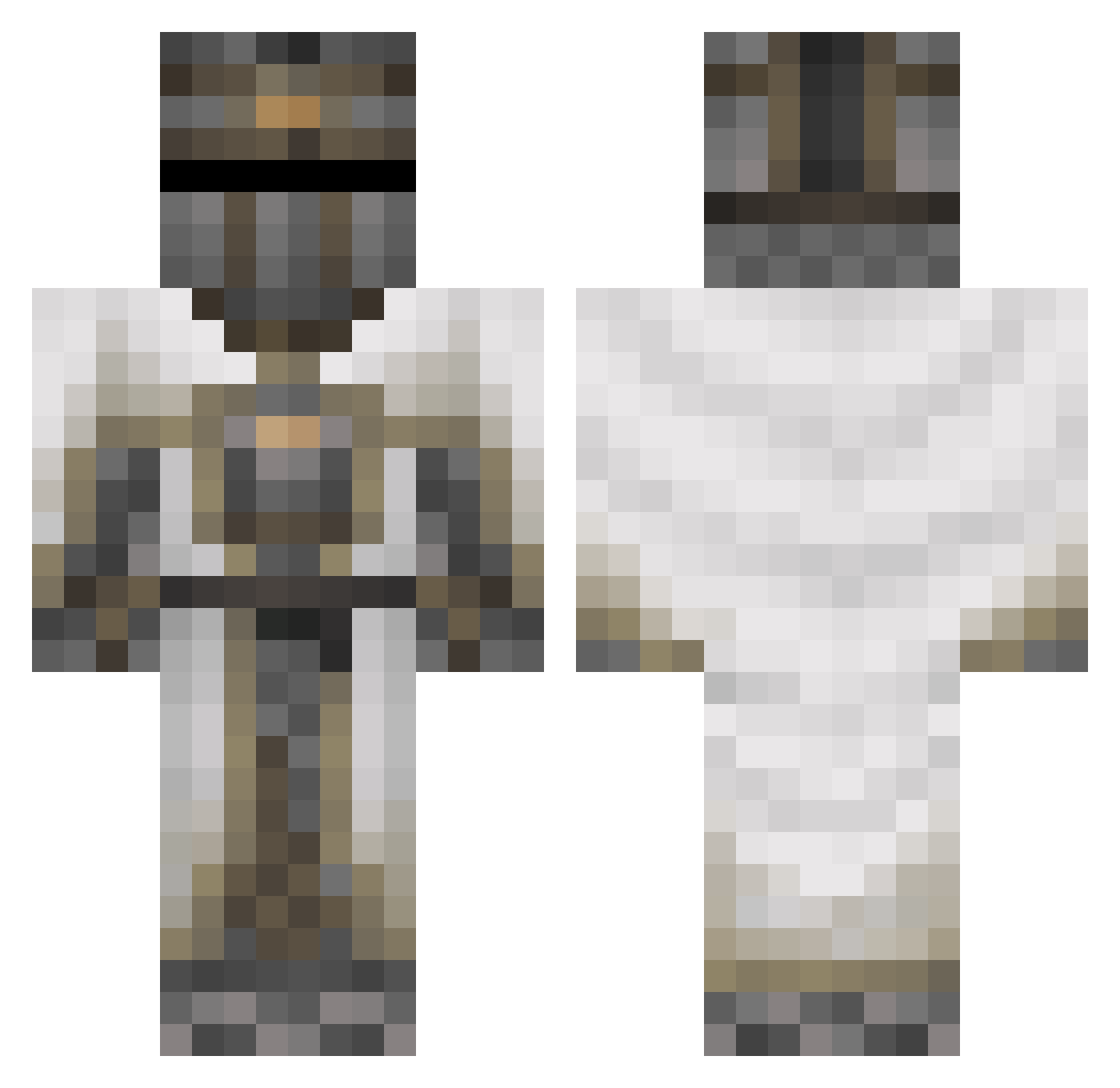 TrinitasOS Minecraft skin, front and back view