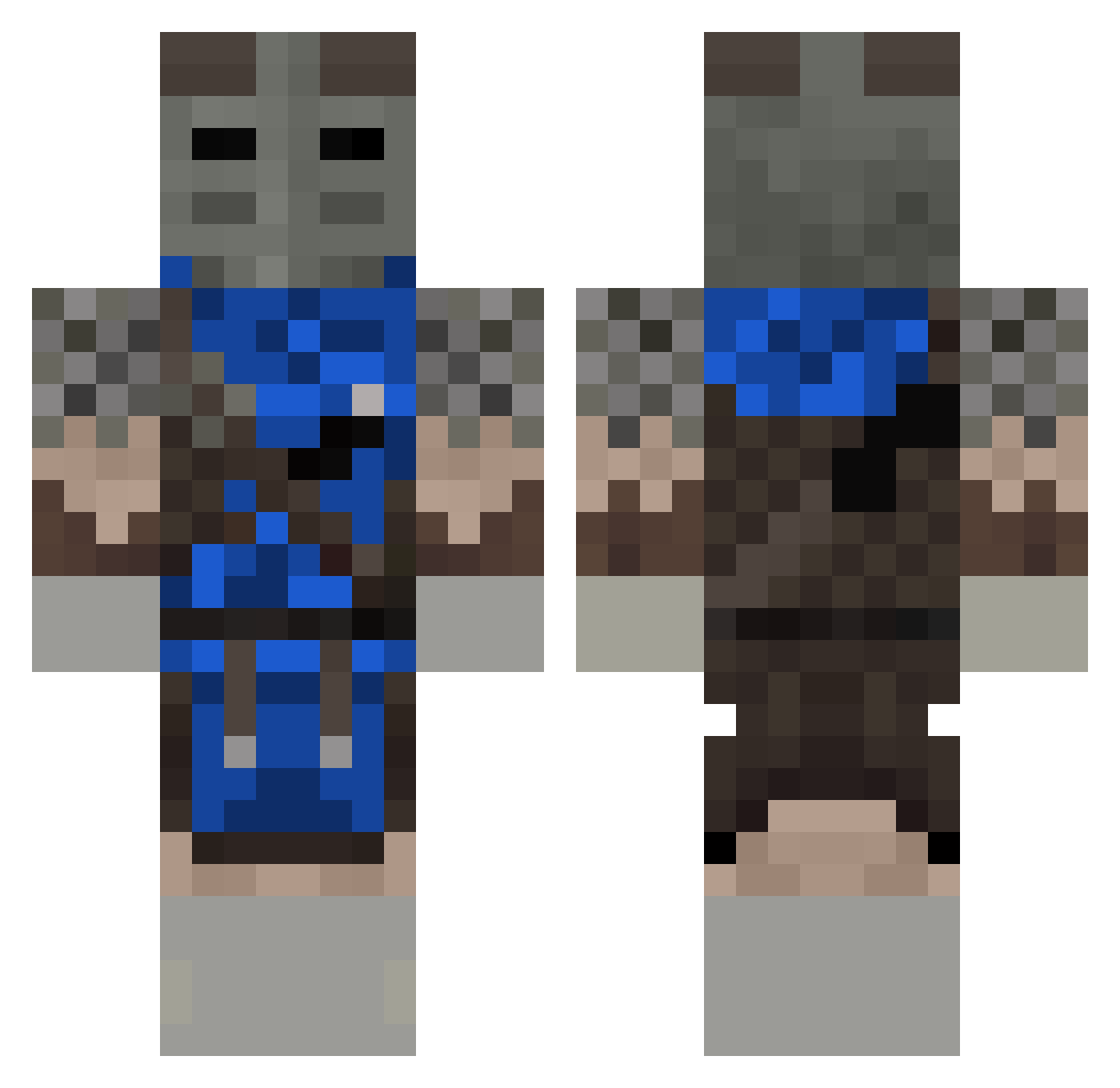 Anhedonia Minecraft skin, front and back view