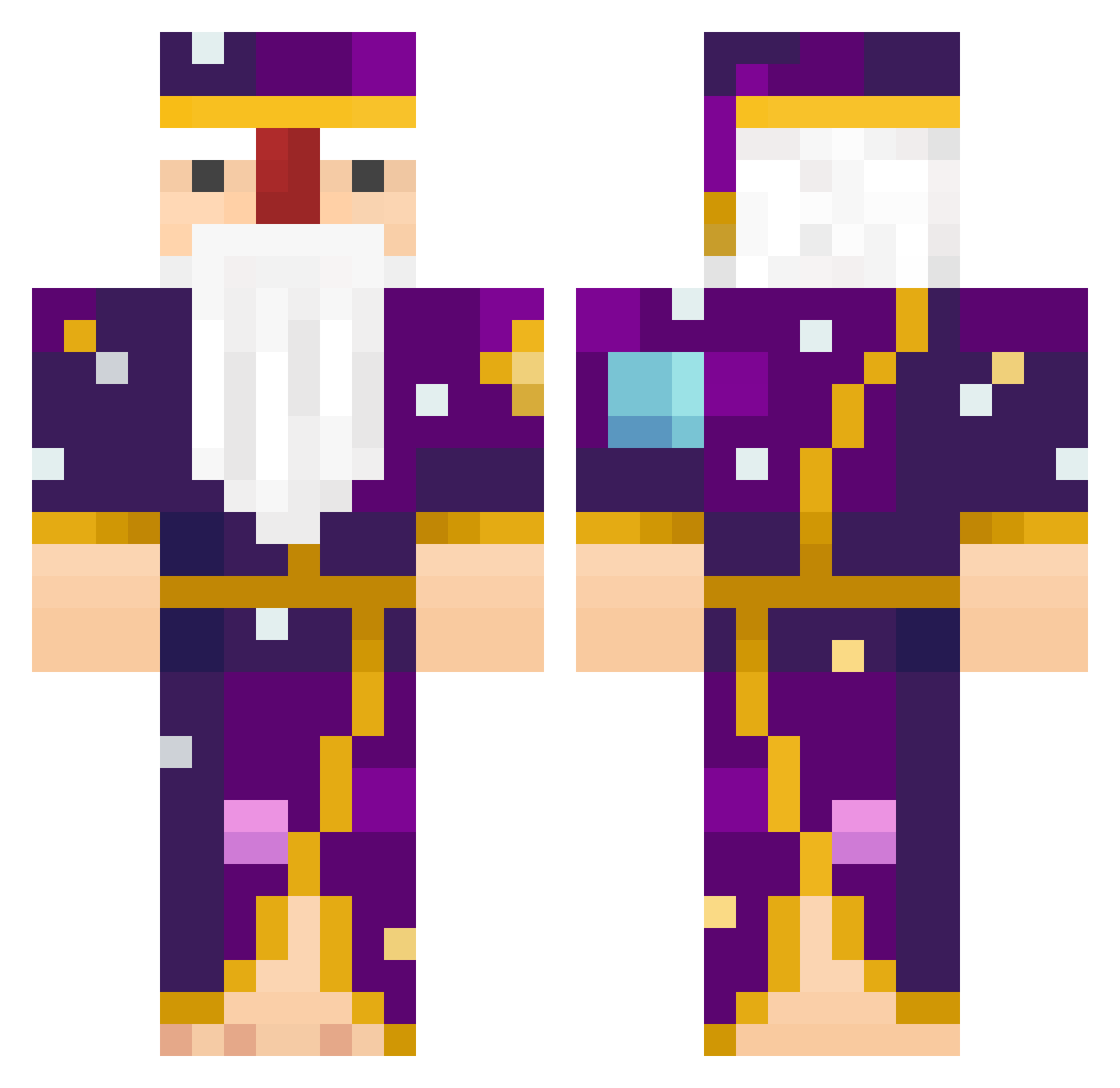 TheAydan Minecraft skin, front and back view