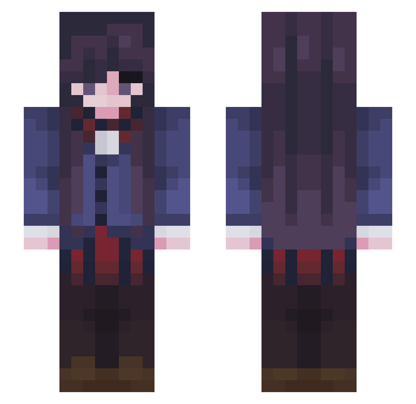 NeedKiss Minecraft skin, front and back view