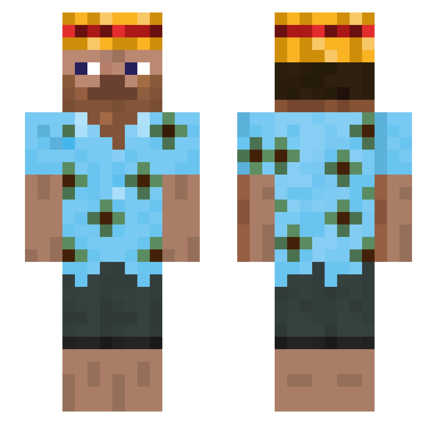 PacksonJrange Minecraft skin, front and back view