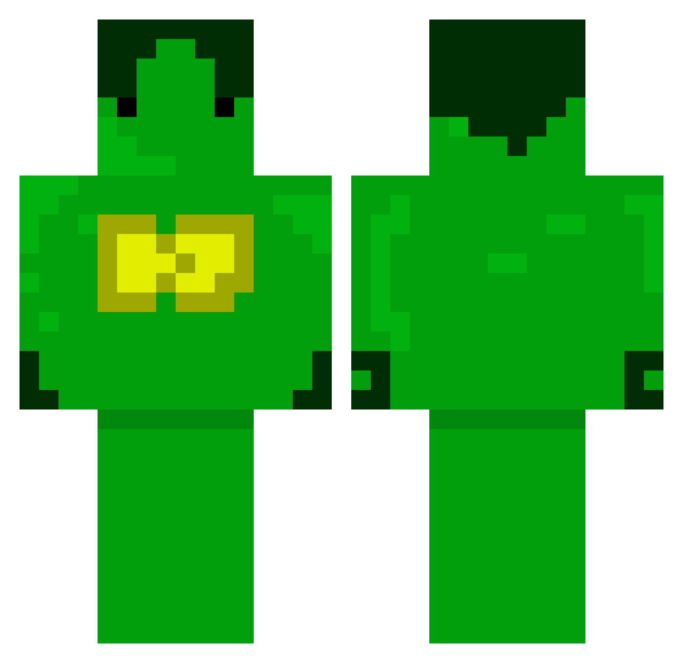 Mustgomo Minecraft skin, front and back view