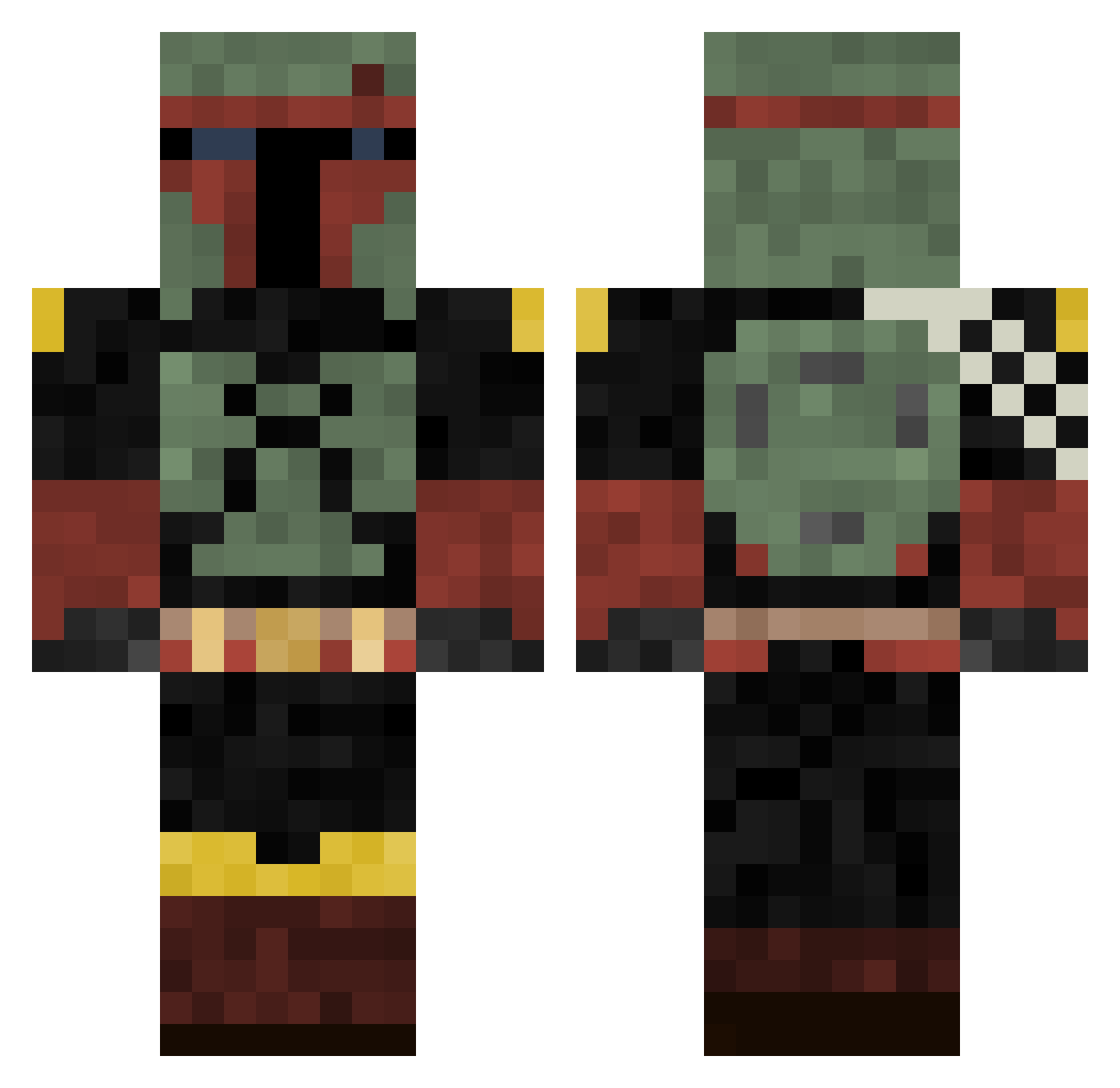 Sp1osh Minecraft skin, front and back view