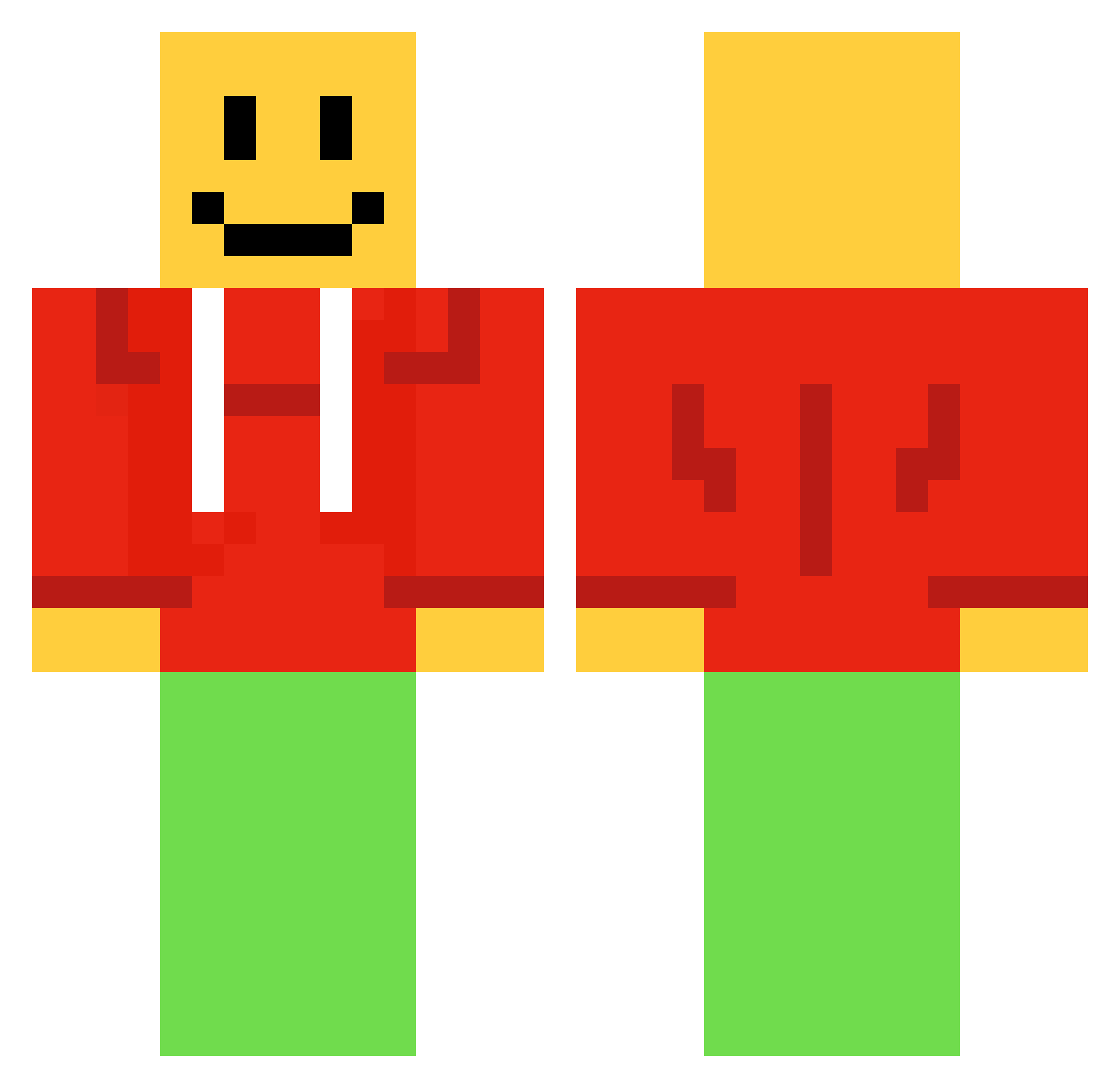 Two4q4 Minecraft skin, front and back view