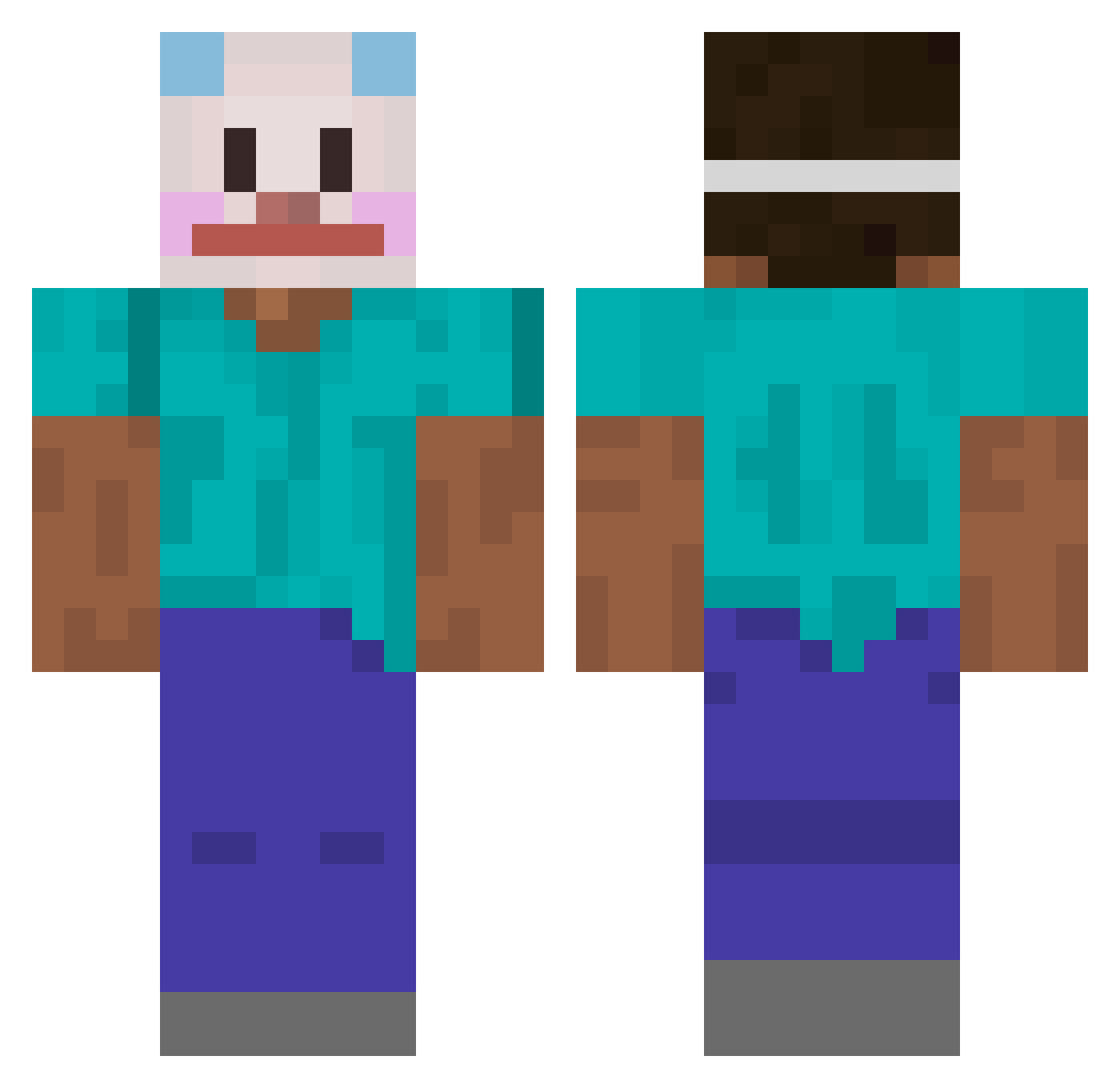 BabiestClowniest Minecraft skin, front and back view
