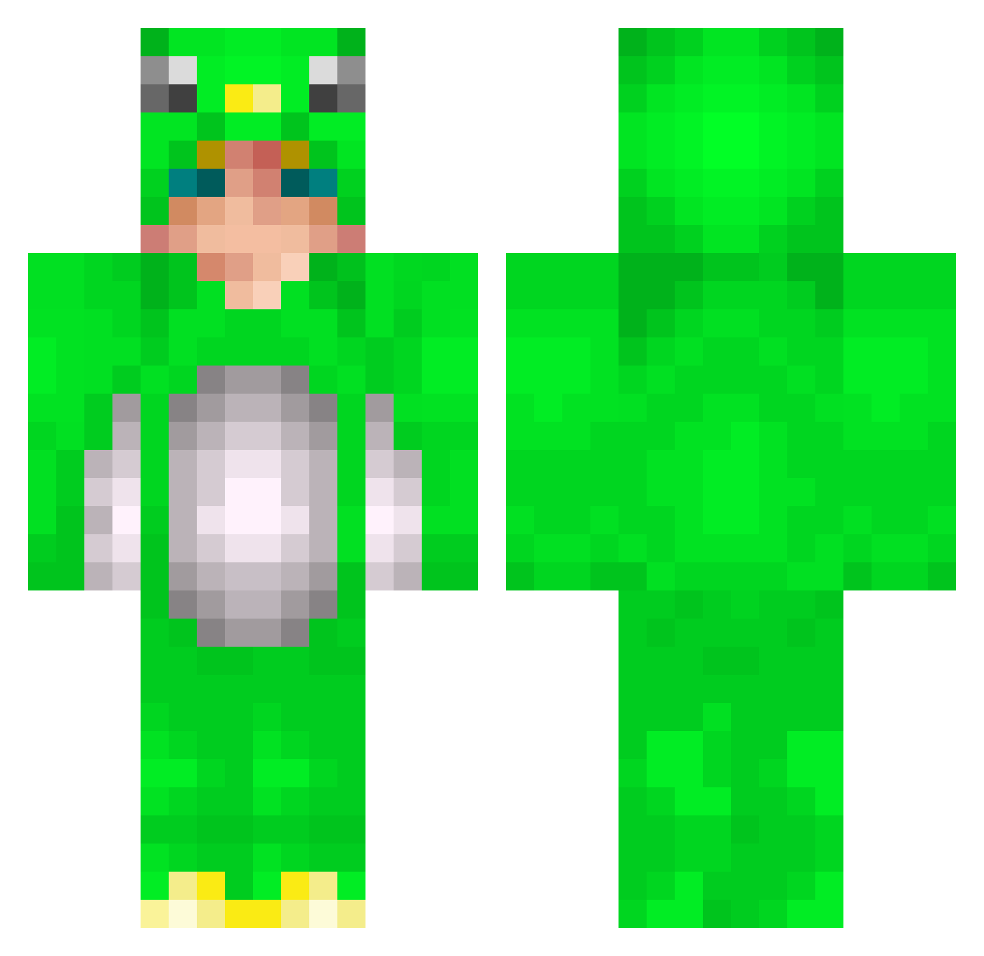 Jordoe Minecraft skin, front and back view