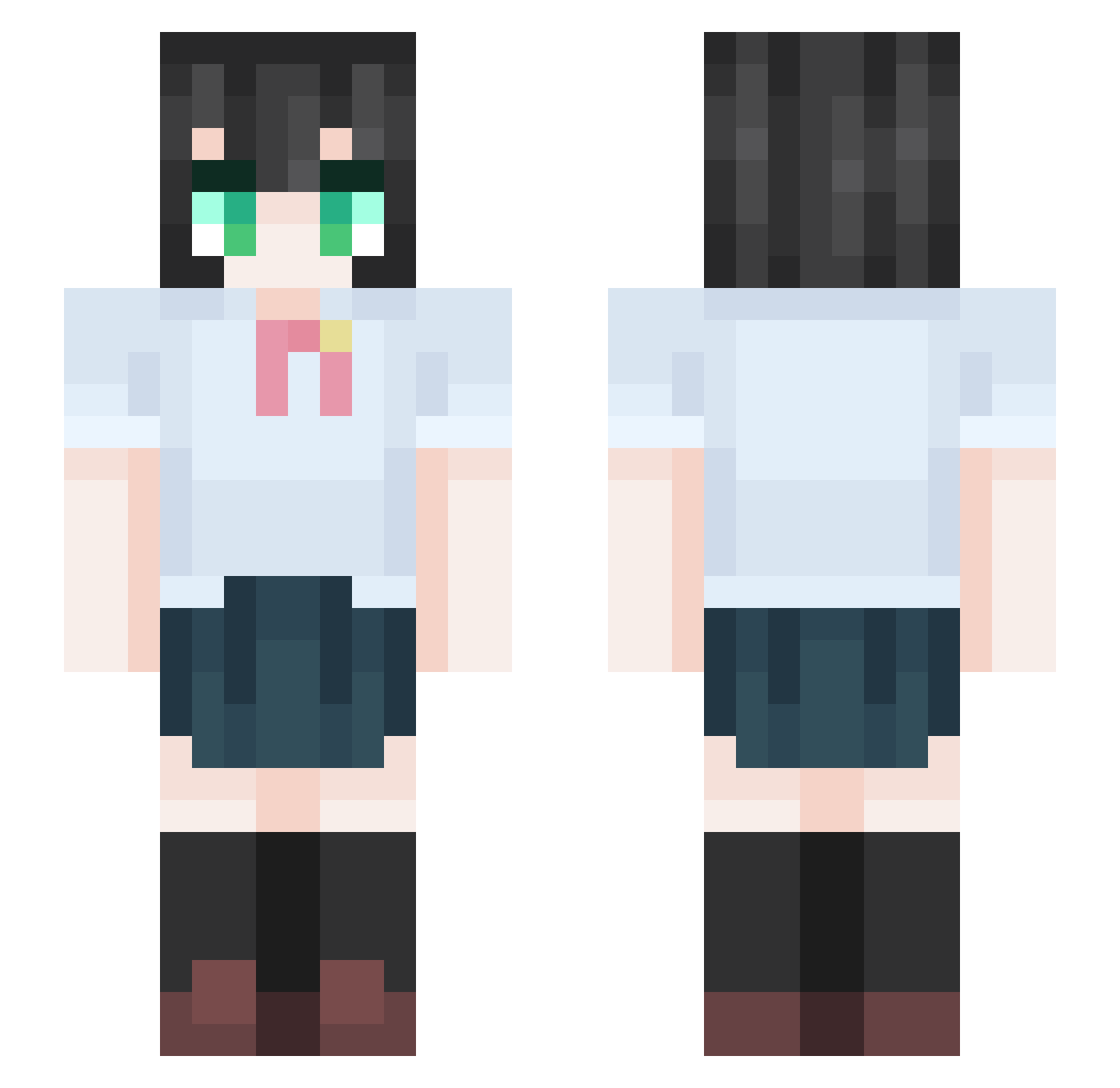 YuuTakasaki Minecraft skin, front and back view