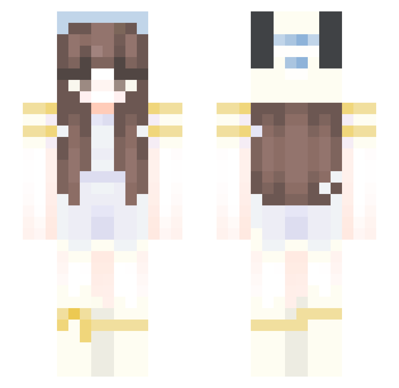 PaxyLuv Minecraft skin, front and back view