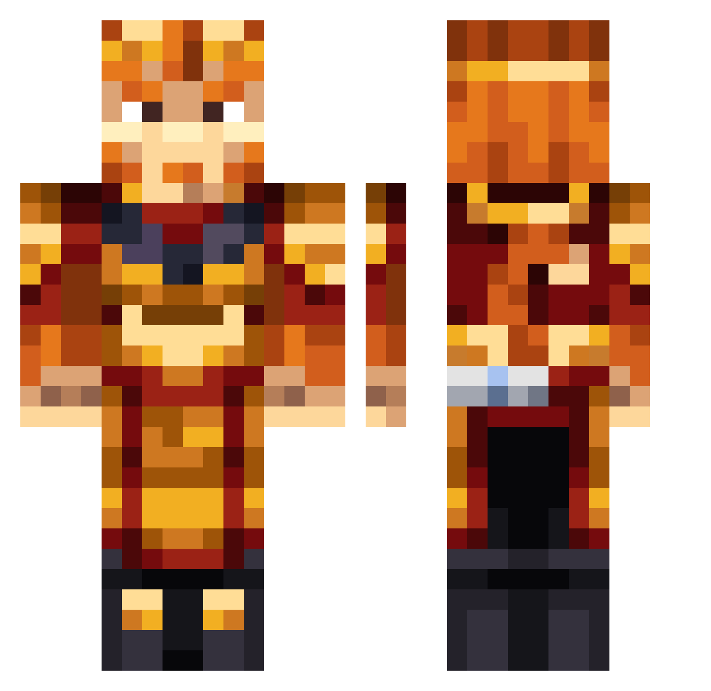 L4GG3 Minecraft skin, front and back view