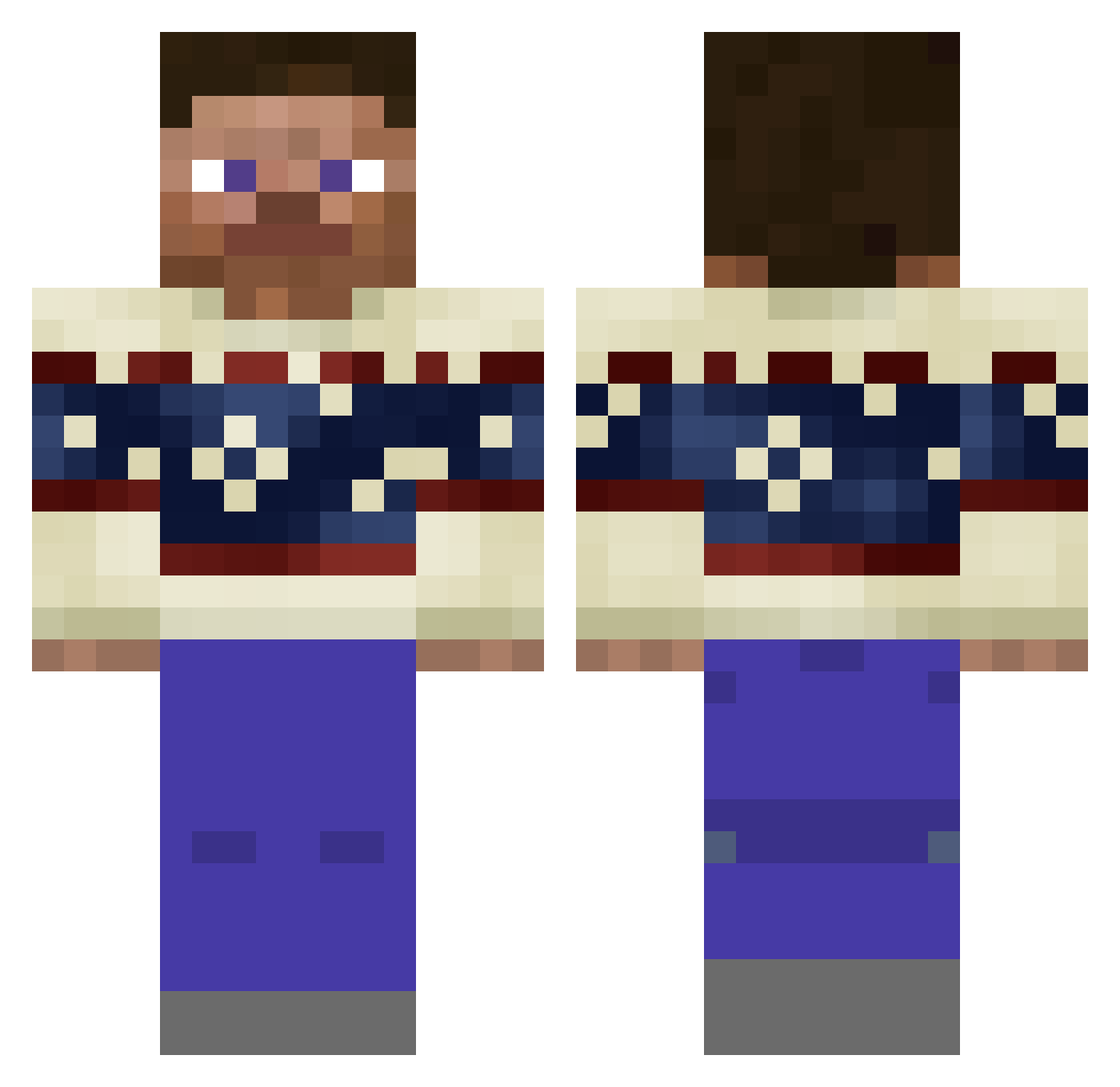 CoolioMD Minecraft skin, front and back view