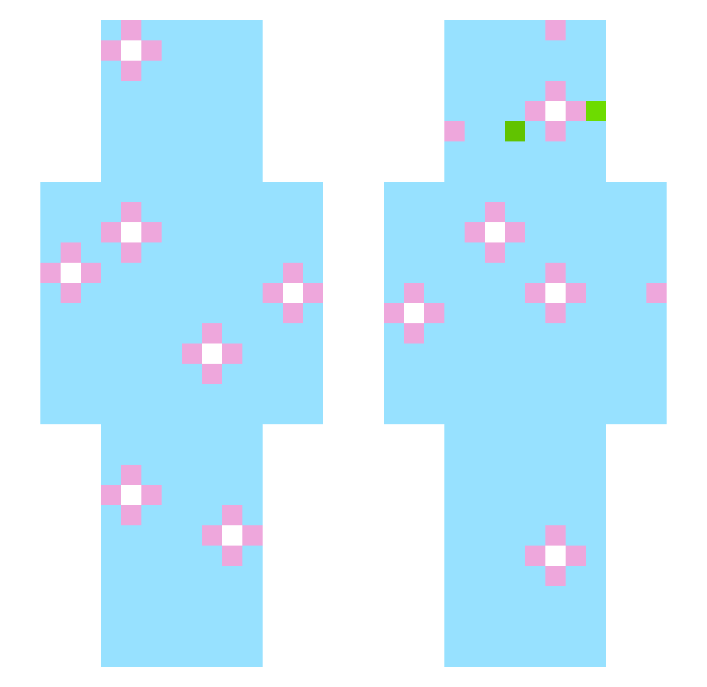Twaen Minecraft skin, front and back view