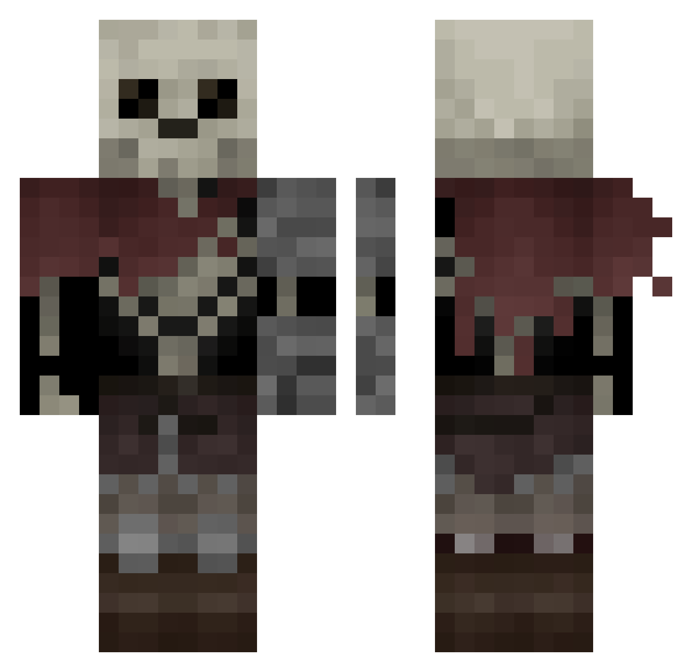 Roetewisser Minecraft skin, front and back view