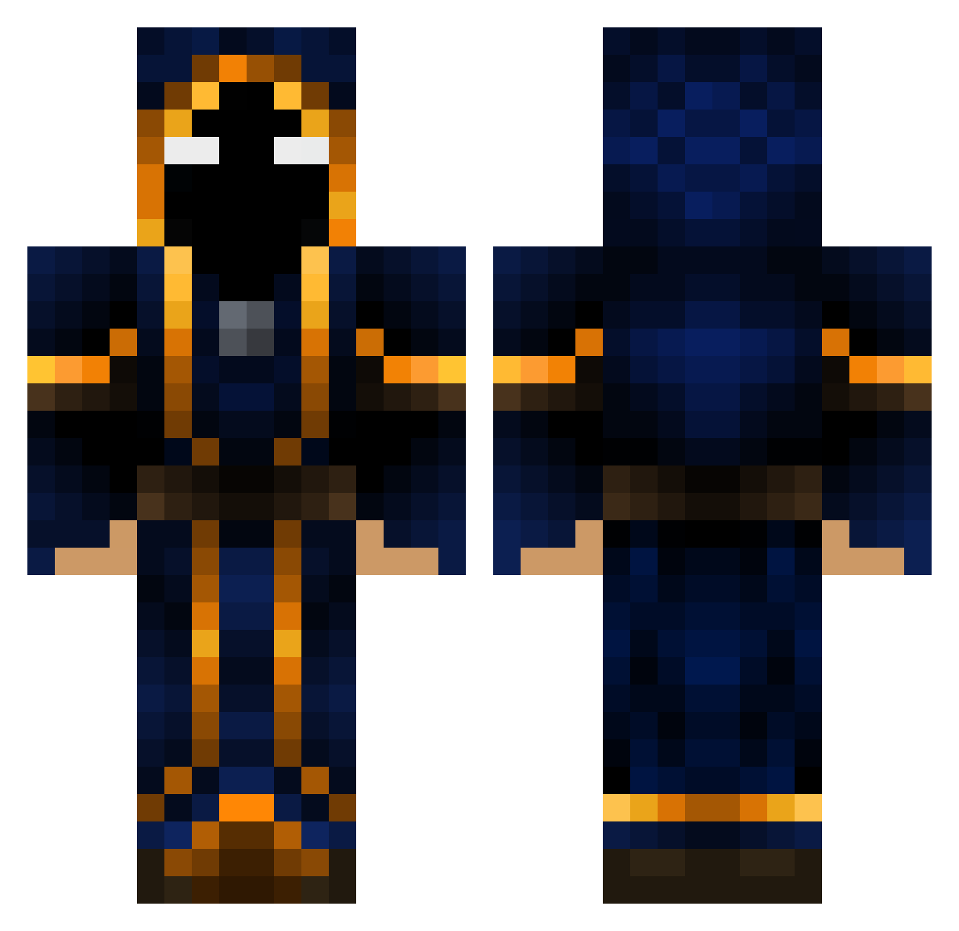 Treoox Minecraft skin, front and back view