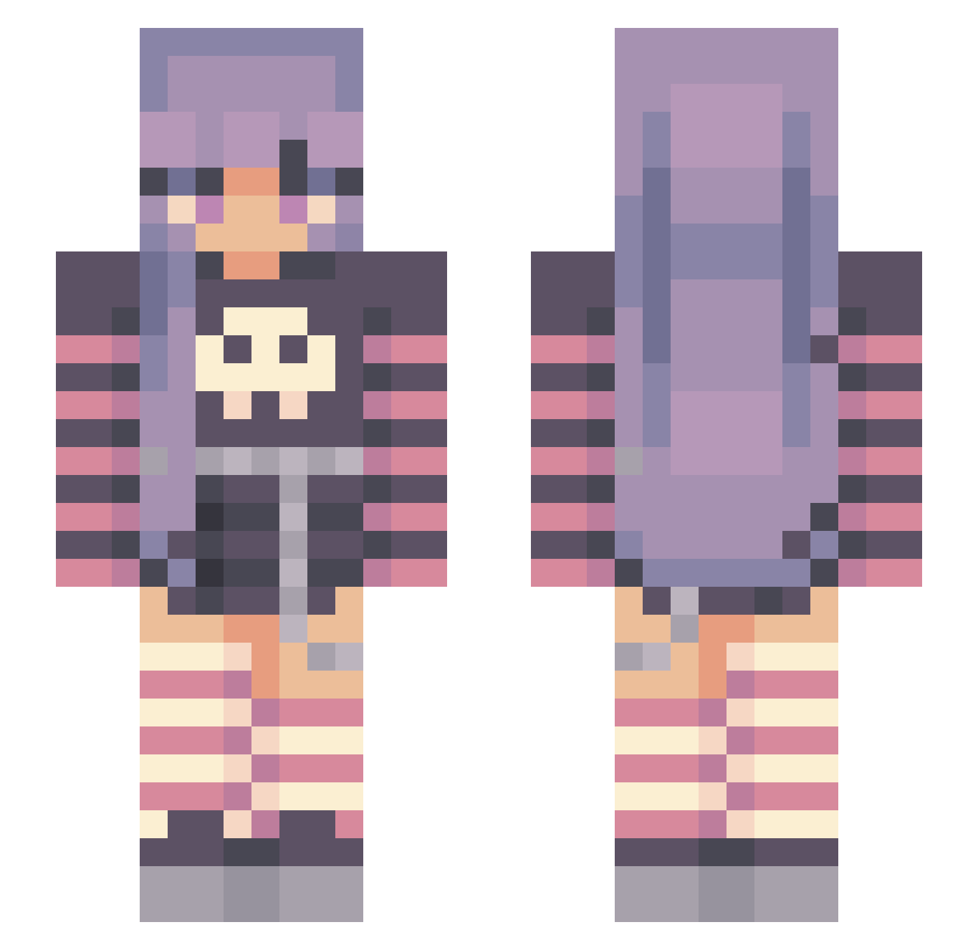 SleepyPotats Minecraft skin, front and back view