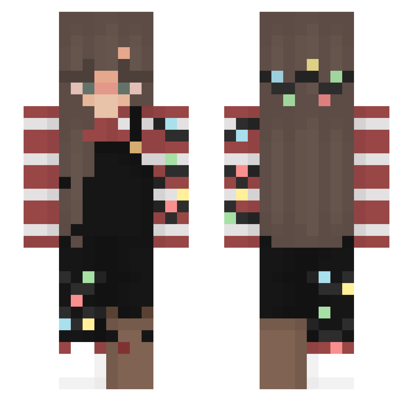 Dedora Minecraft skin, front and back view