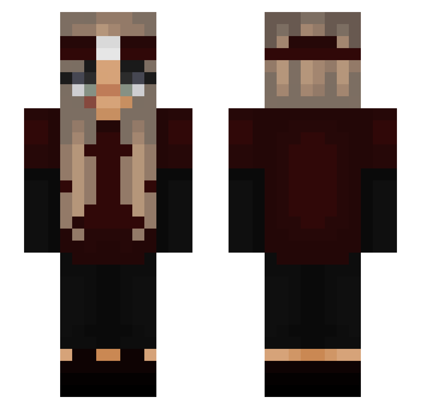 Redily Minecraft skin, front and back view