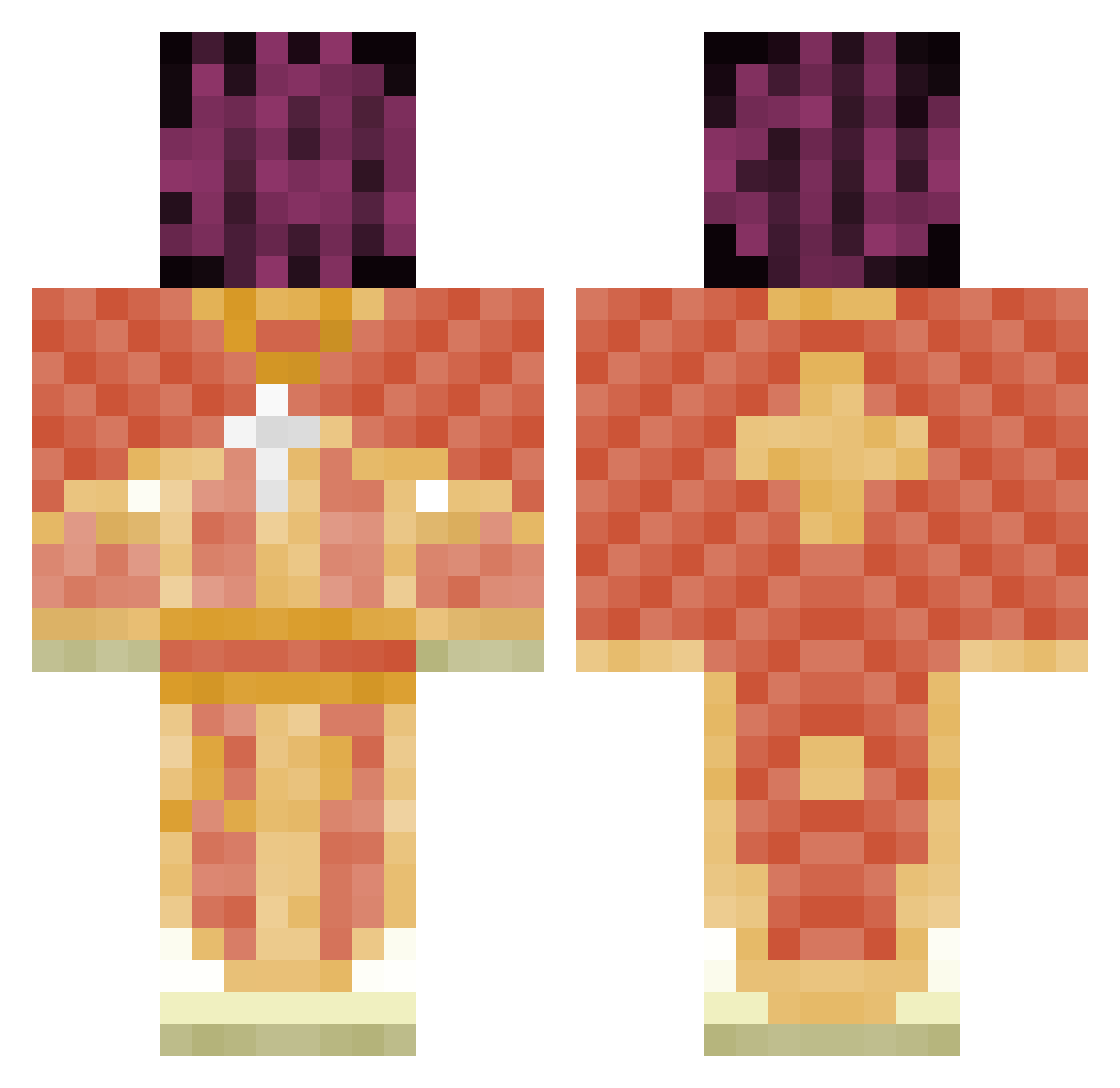HappierOnion Minecraft skin, front and back view