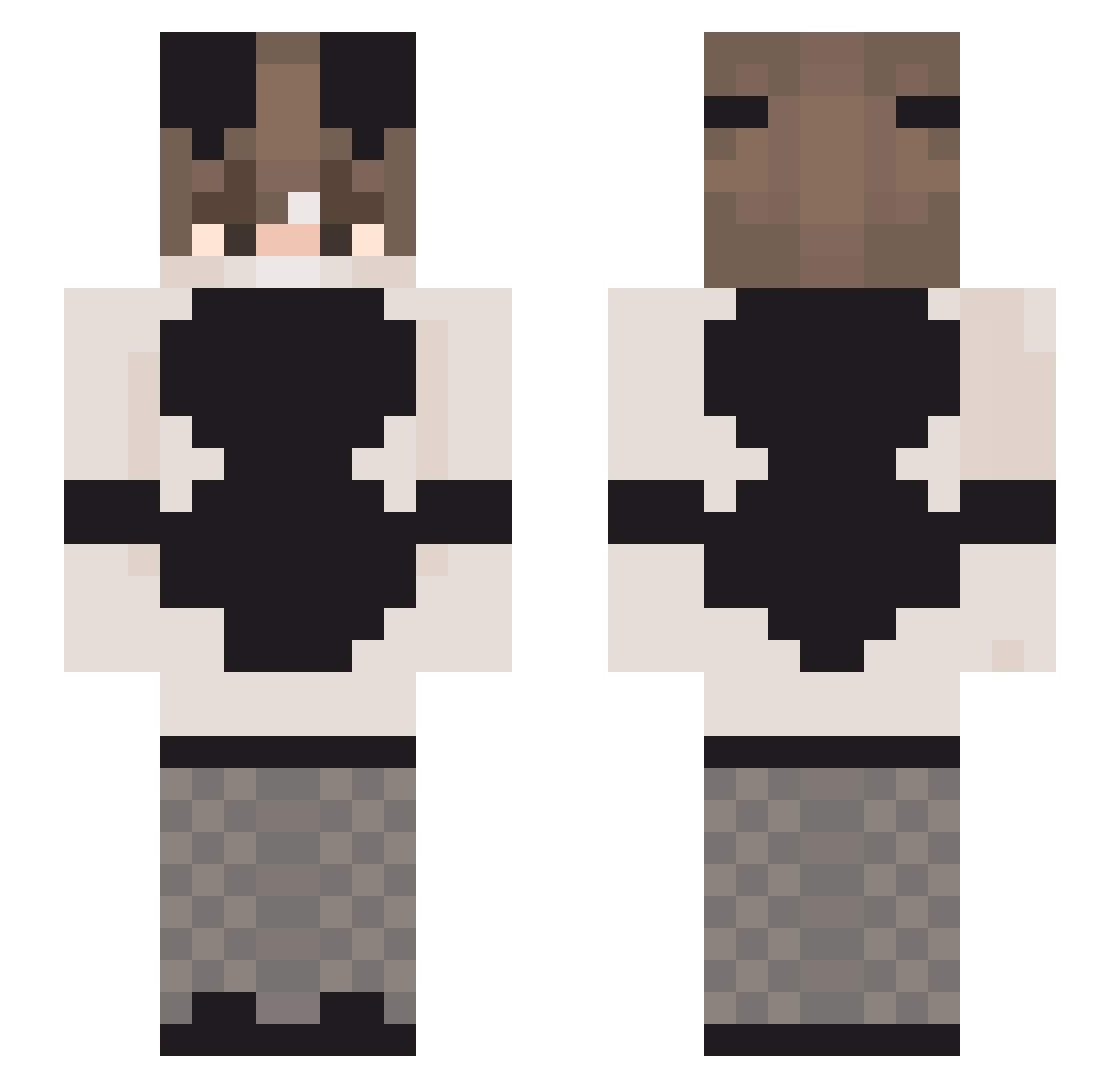 ZhenWen1802 Minecraft skin, front and back view