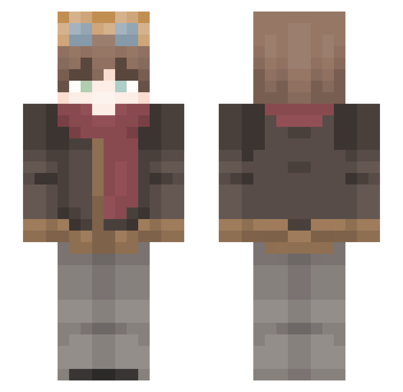 Spoodrrr Minecraft skin, front and back view