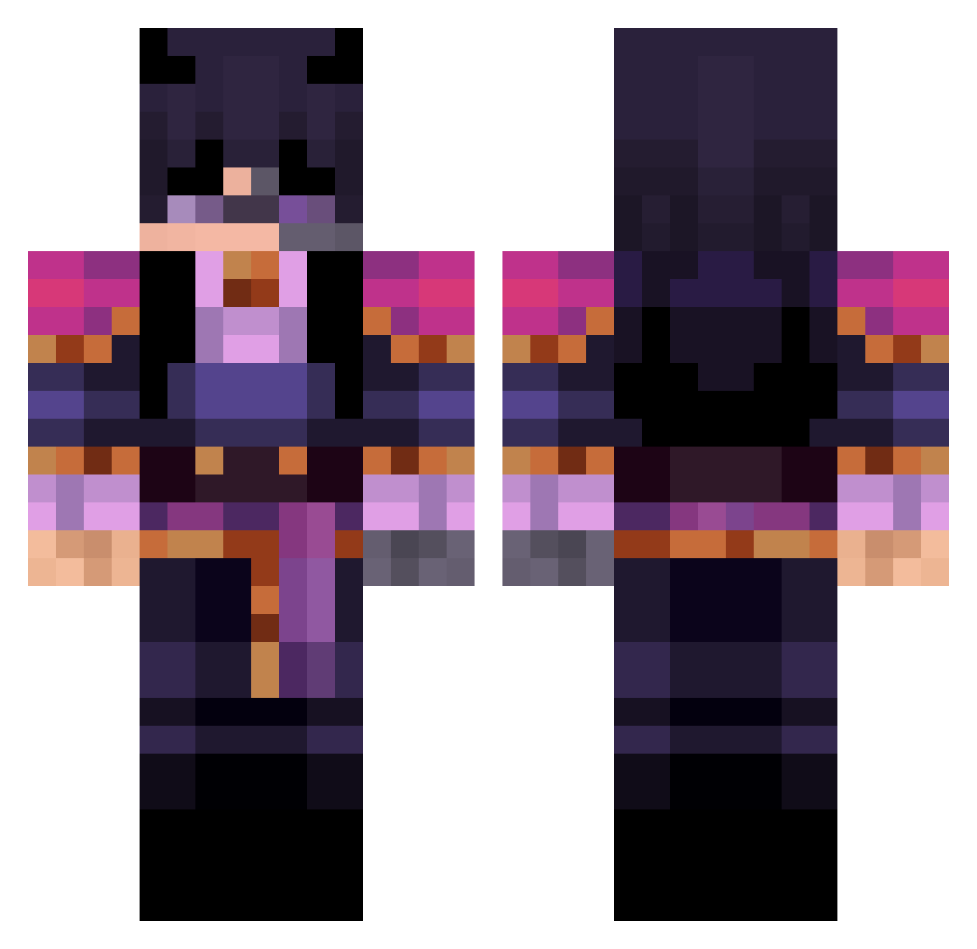 1Shinra Minecraft skin, front and back view