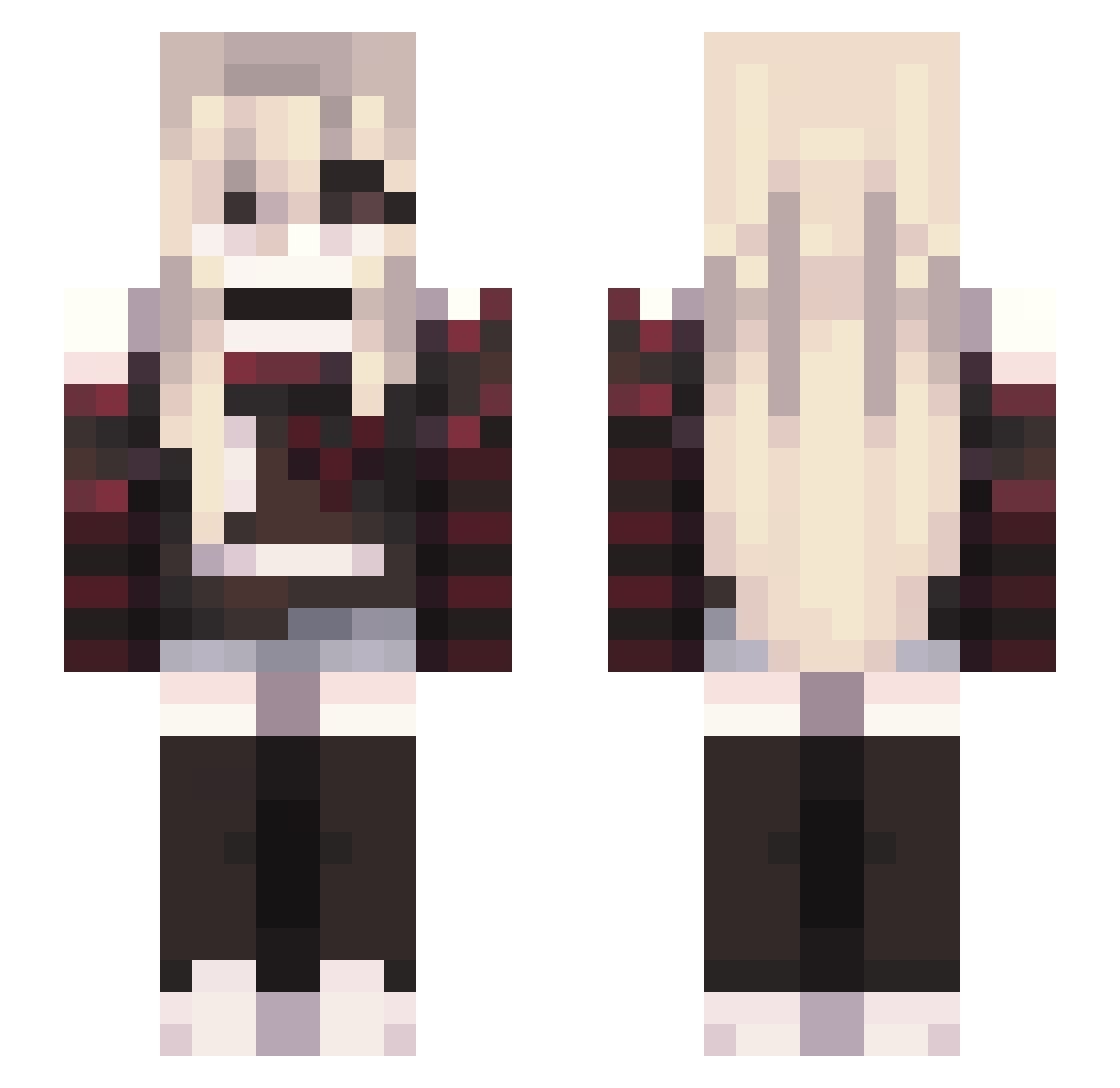ShinySyrix Minecraft skin, front and back view