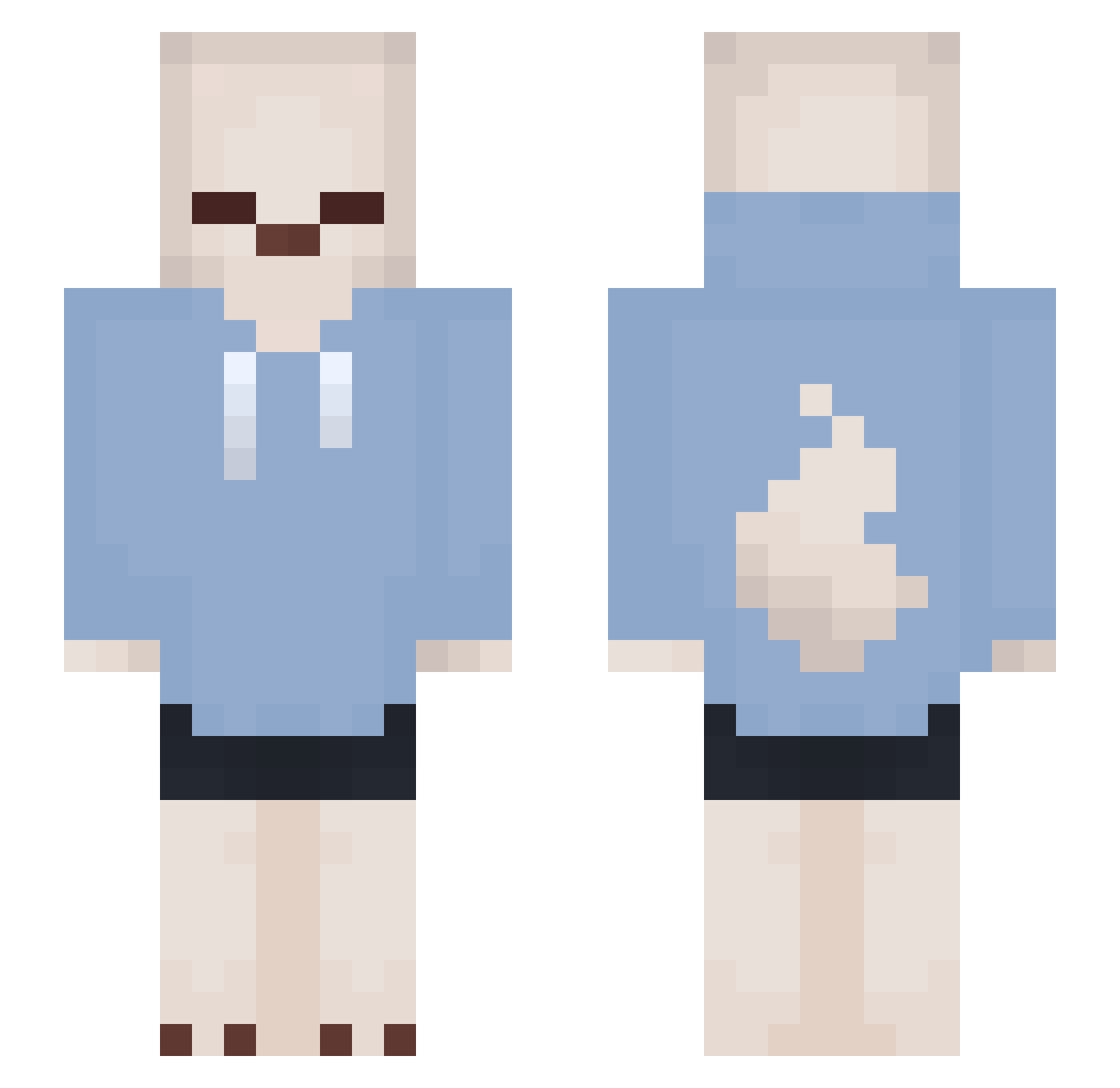Untr0bled Minecraft skin, front and back view