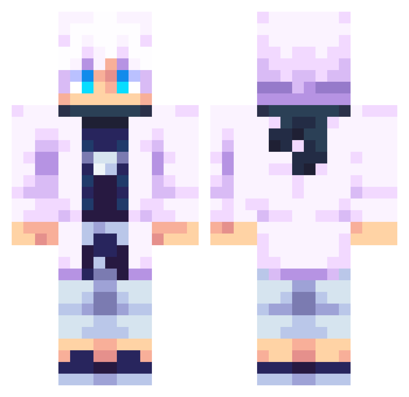 Tweii Minecraft skin, front and back view