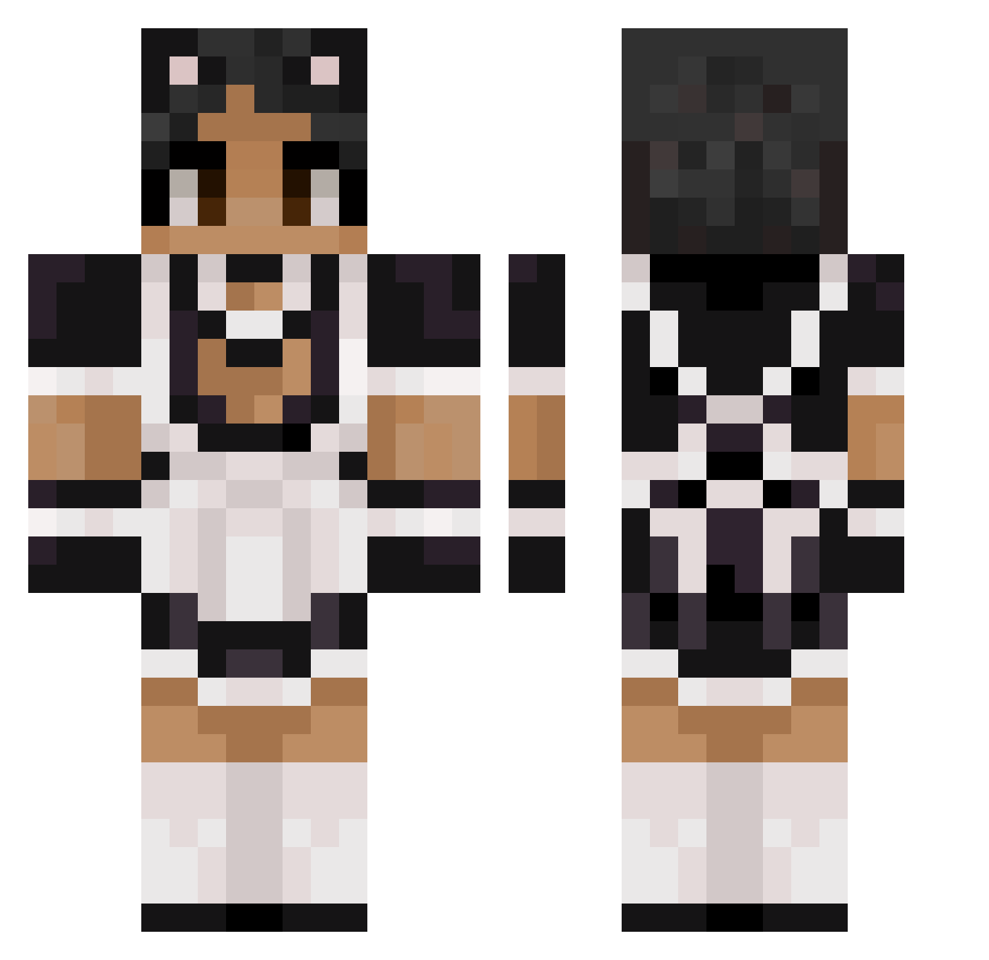 TooMuchCeryse Minecraft skin, front and back view