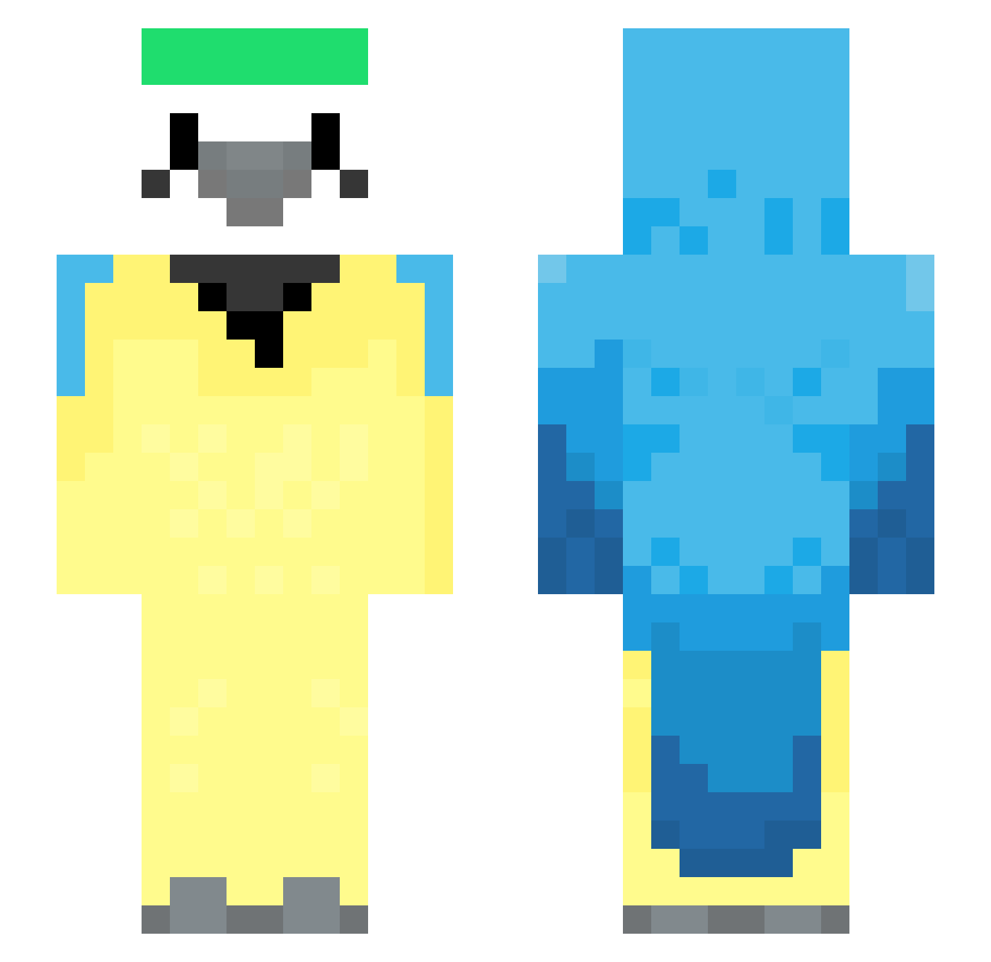 SWSocks Minecraft skin, front and back view