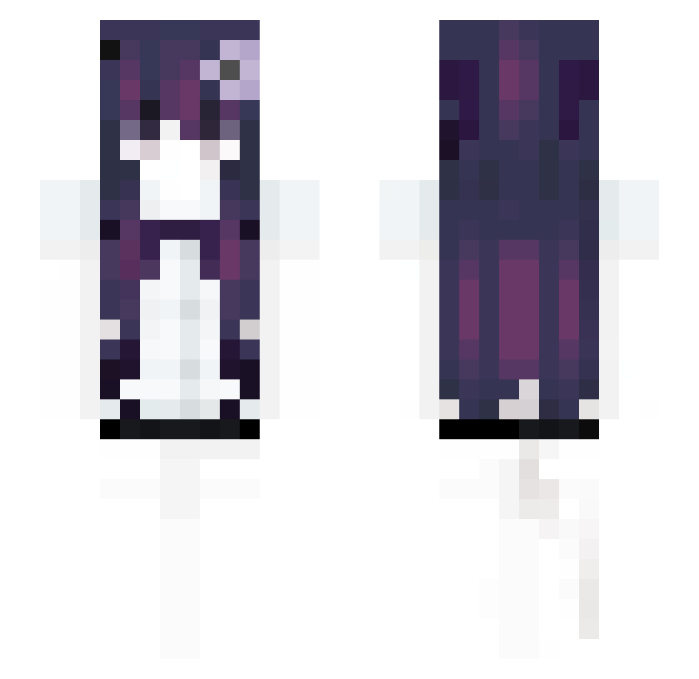Moofinka Minecraft skin, front and back view