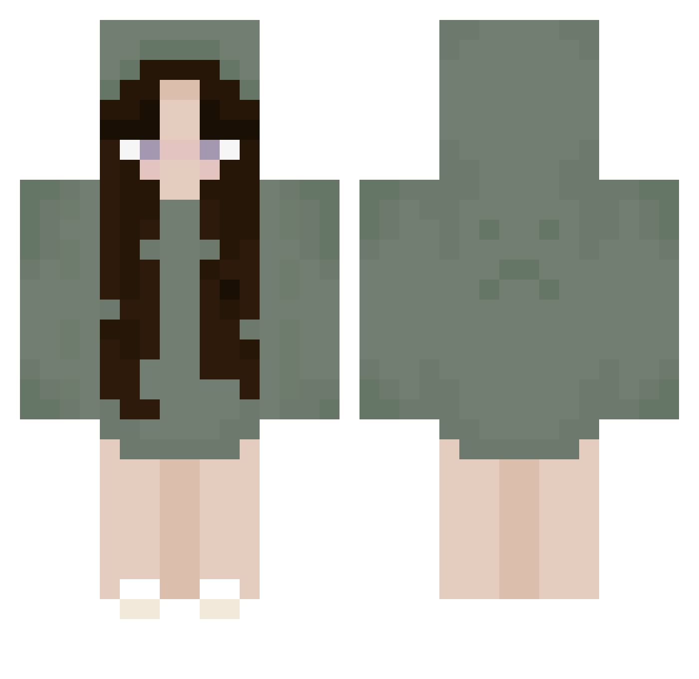 KateWhitestone Minecraft skin, front and back view
