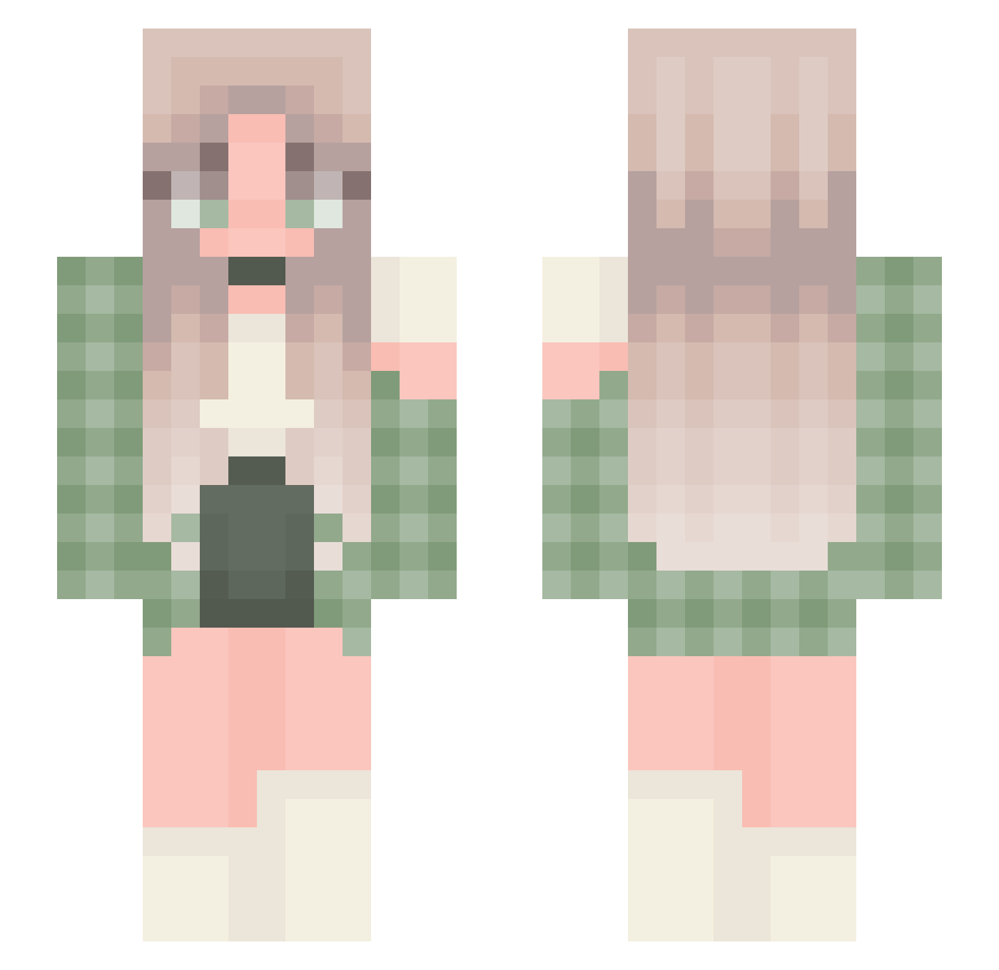 Molamina Minecraft skin, front and back view
