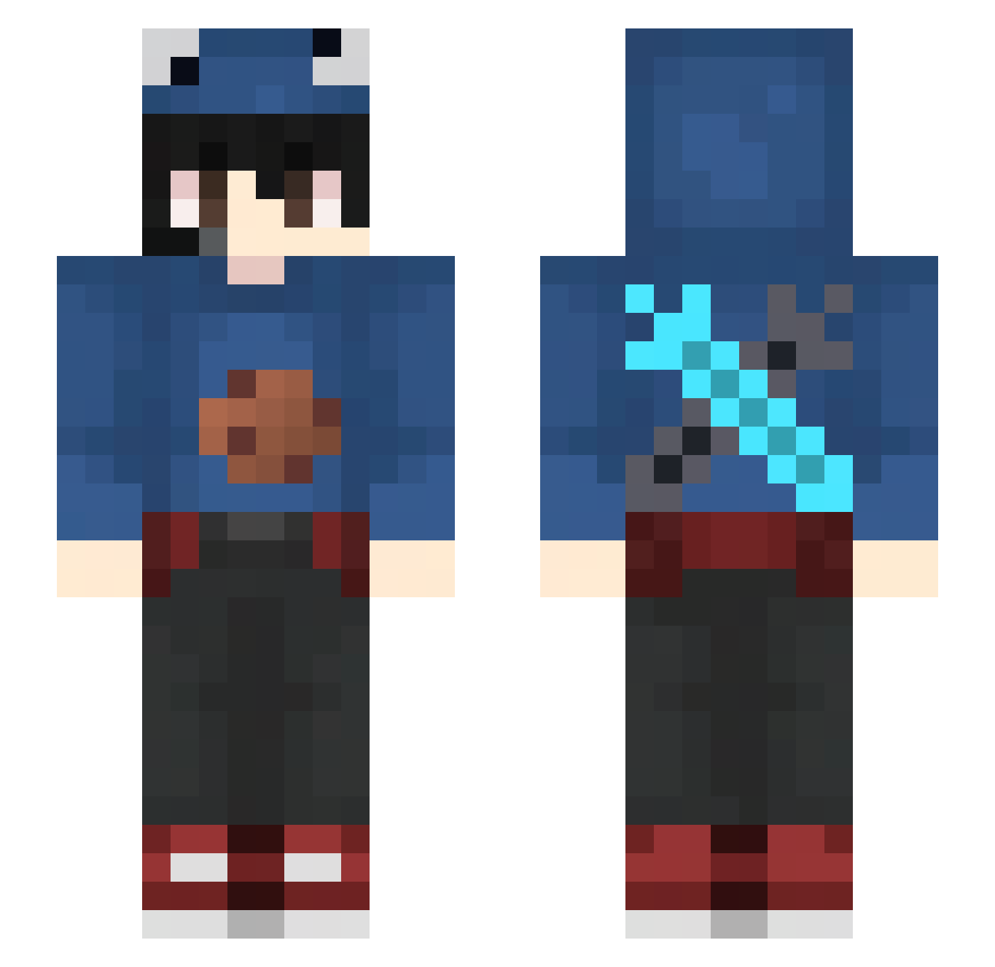 Nikolas728YT Minecraft skin, front and back view