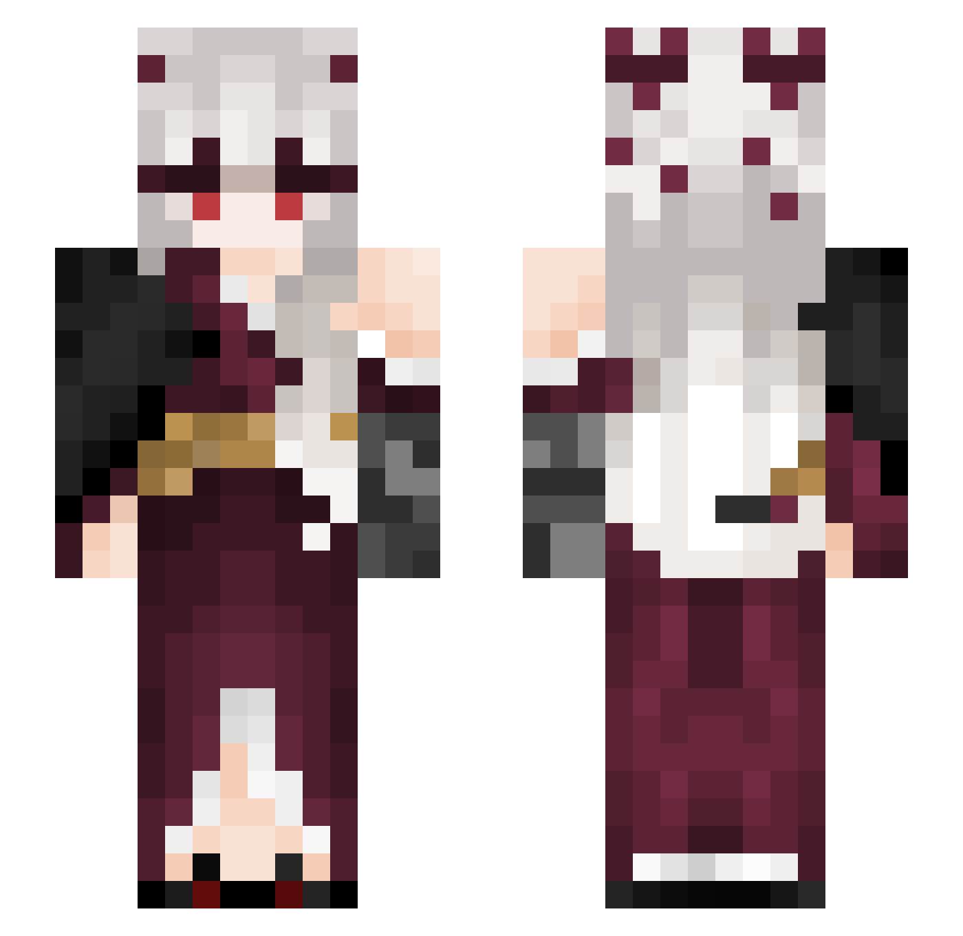 RoseRavery Minecraft skin, front and back view