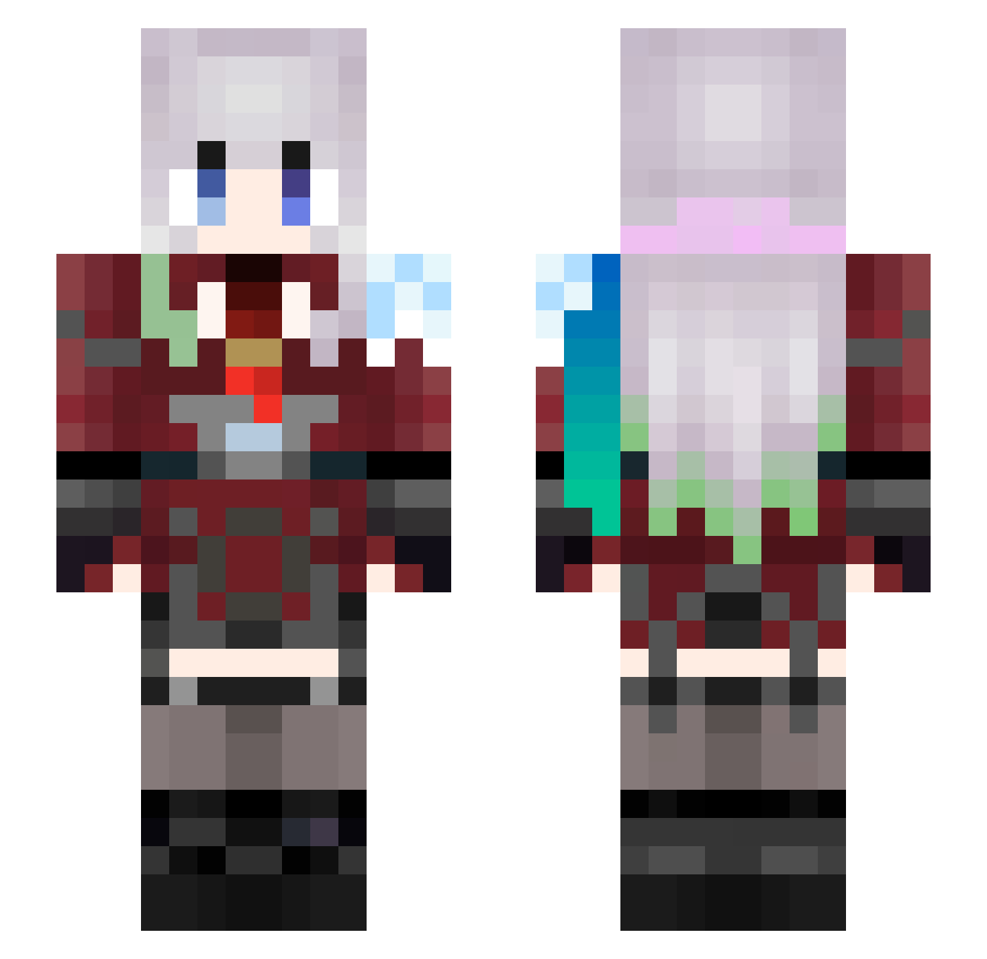 Ryu_Zero Minecraft skin, front and back view