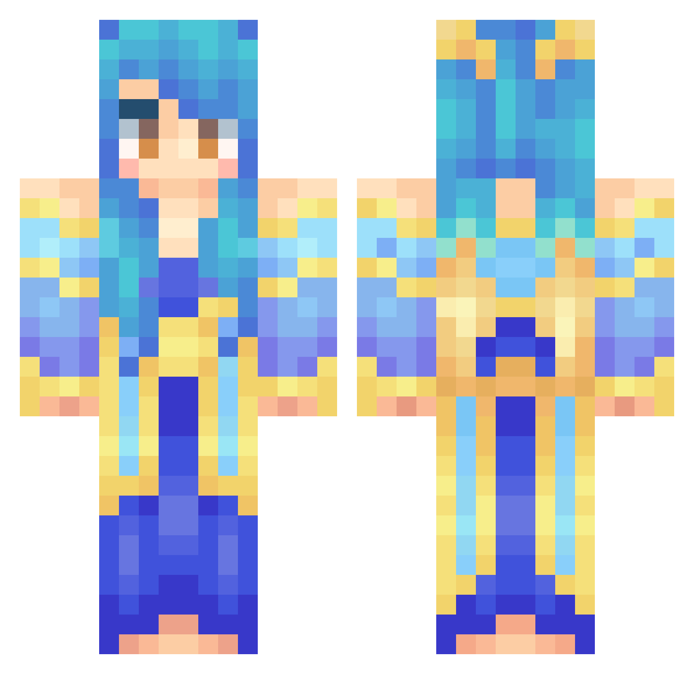 Unsatisfying Minecraft skin, front and back view