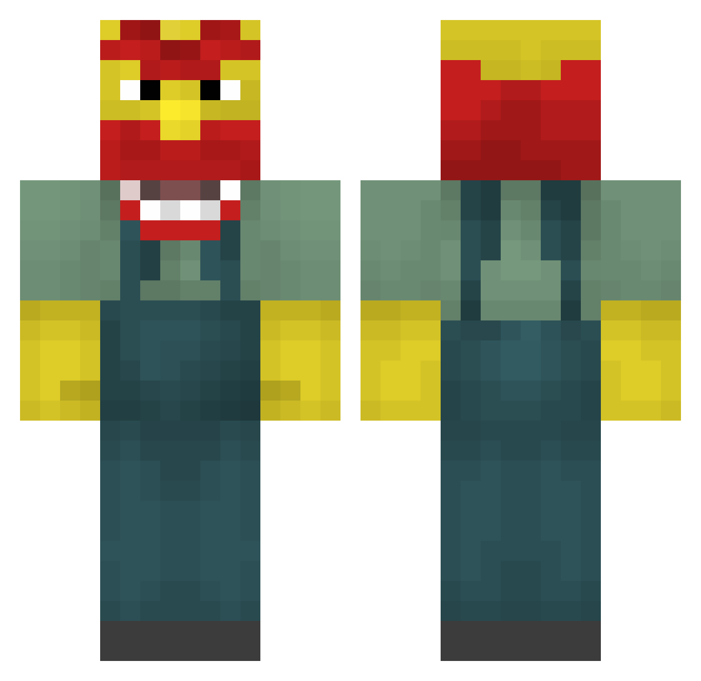 AlwaysEvjo Minecraft skin, front and back view