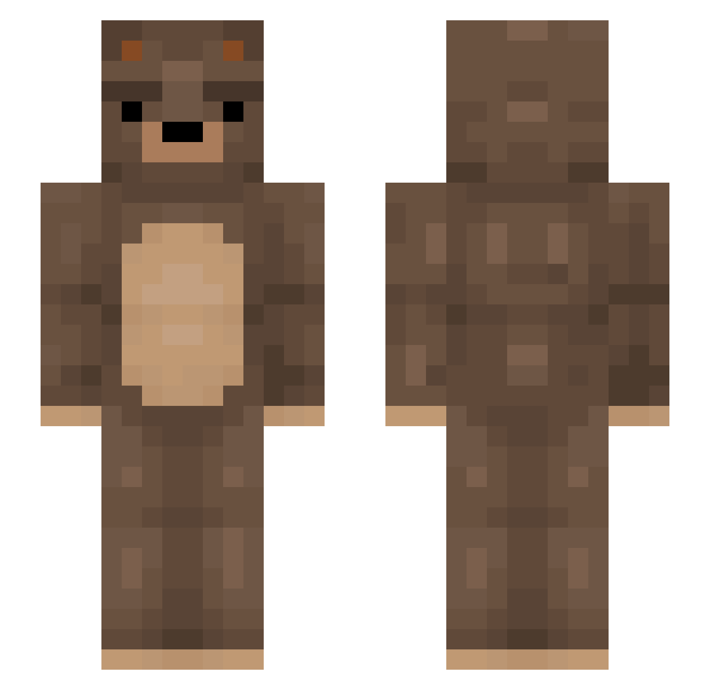 TheWonderfulOz Minecraft skin, front and back view