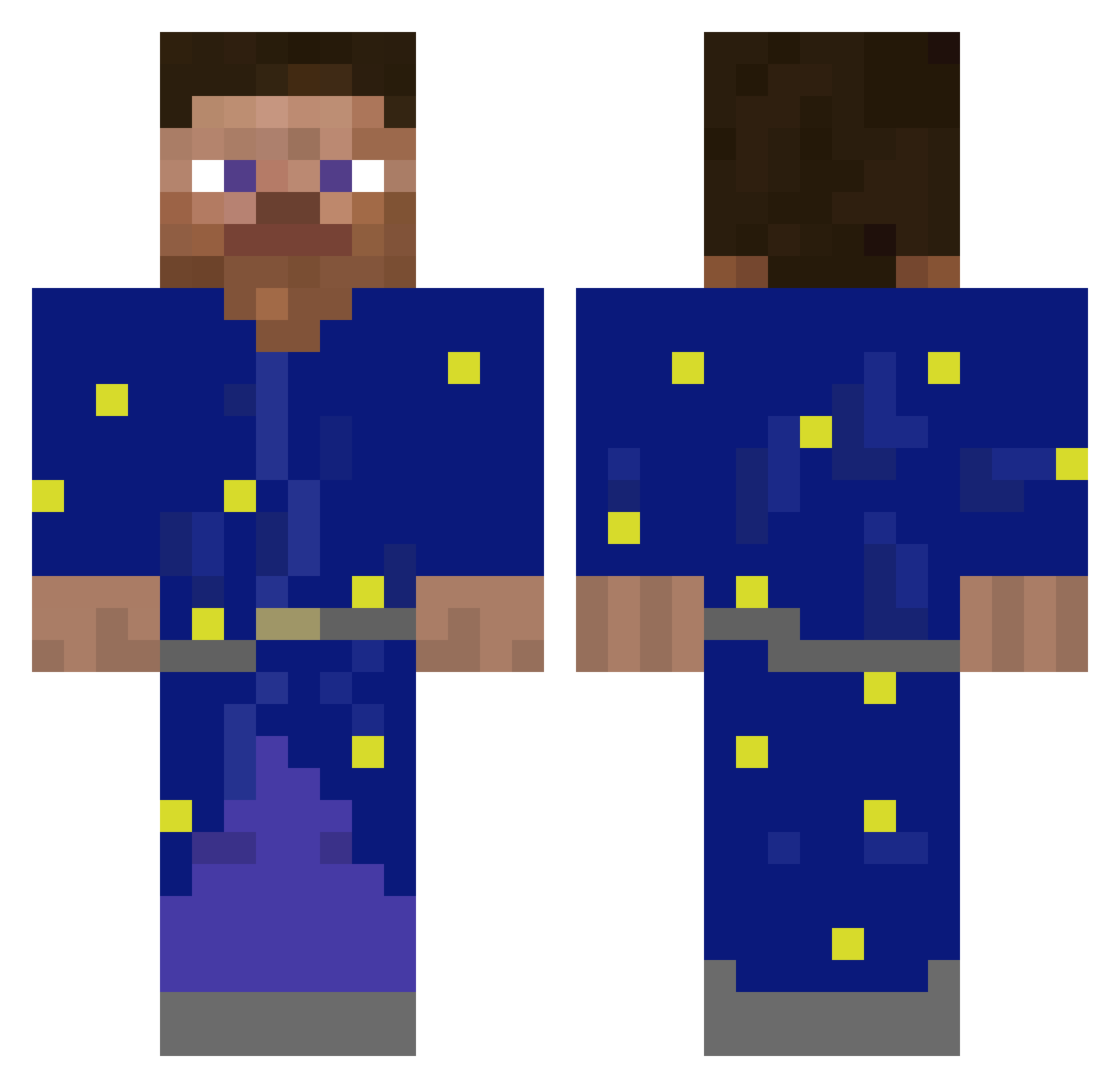 Yoohoo999 Minecraft skin, front and back view