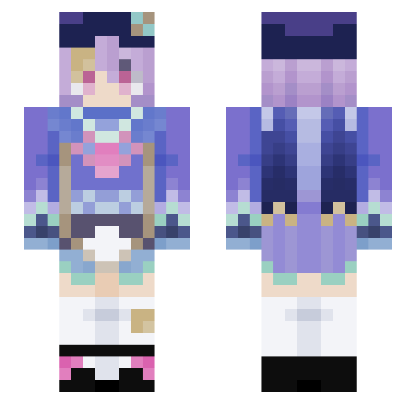 oTcast Minecraft skin, front and back view