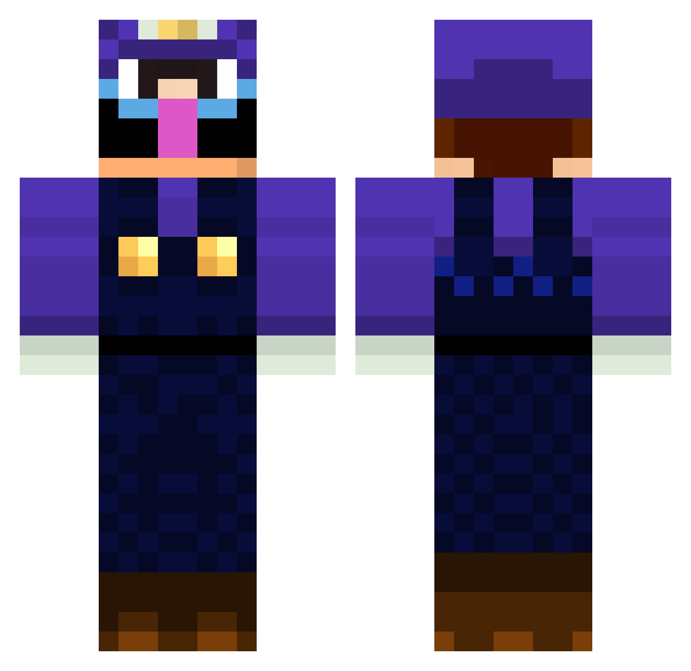 Glitchy1 Minecraft skin, front and back view